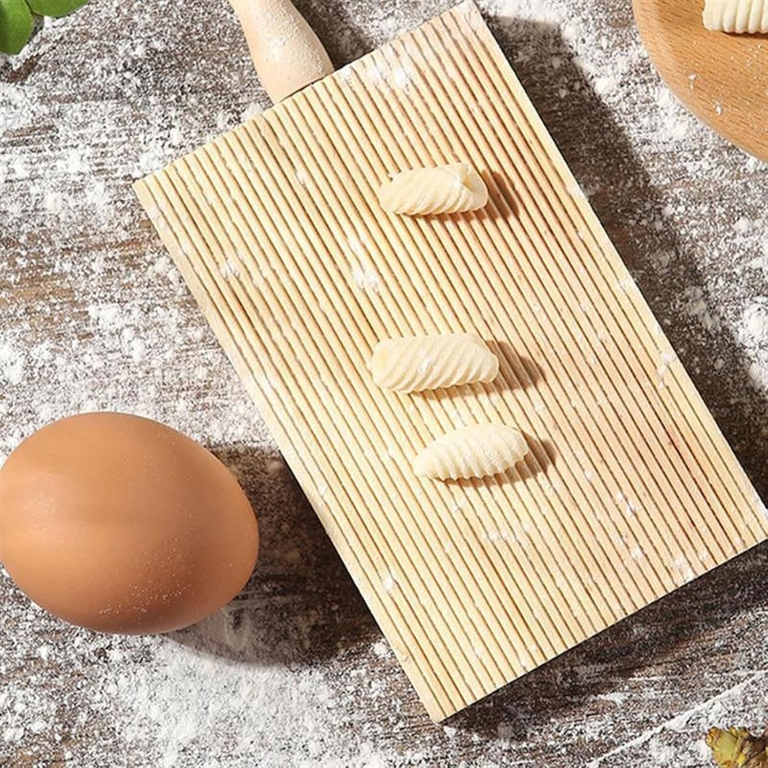 Wooden Pasta Gnocchi Board Set, Household Kitchen Boards for Kneading Oats, Noodles, Fish, and Pasta Dough, Khaki, 2-Pack