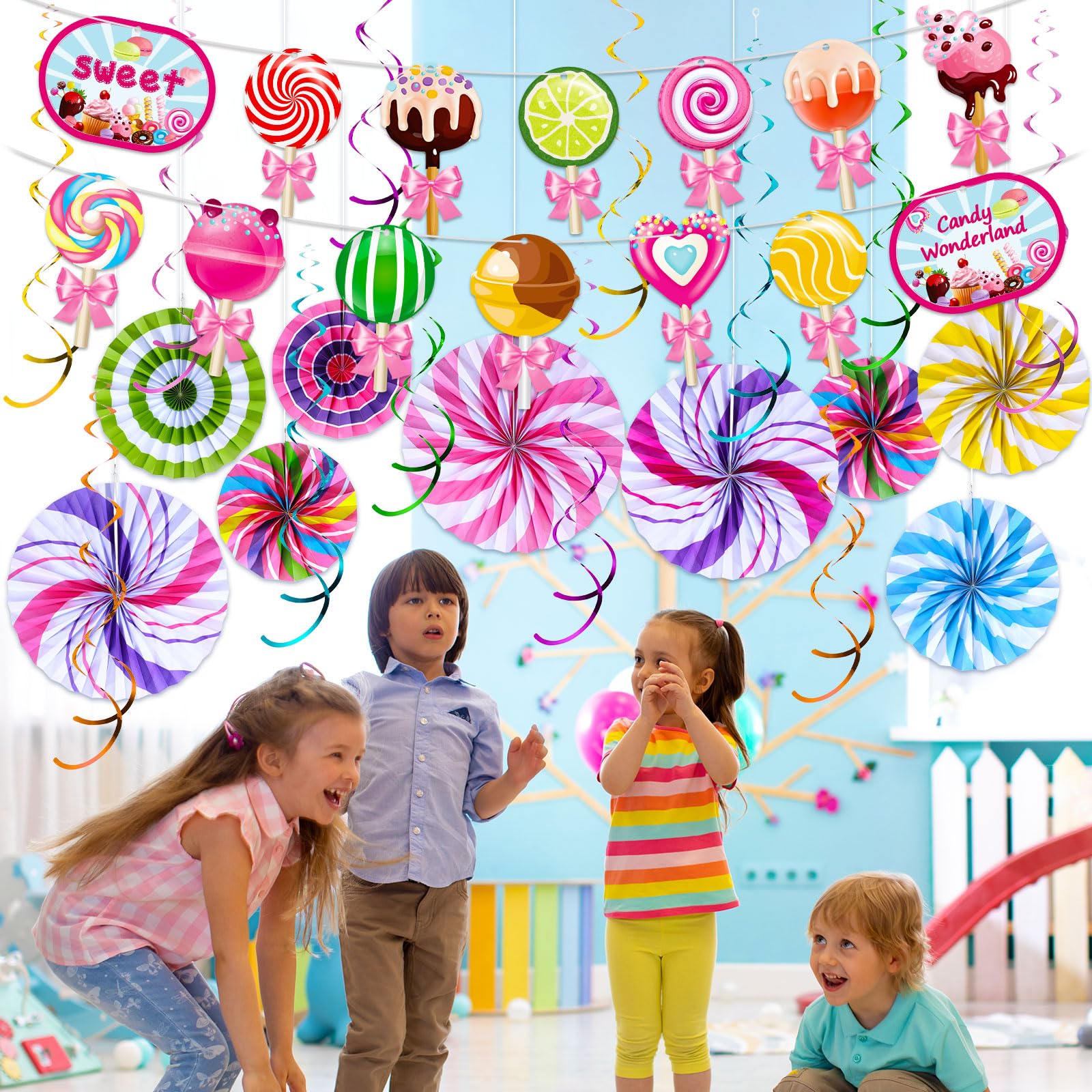 Candy Birthday Banner & Garland - Lollipop Bunting Decorations For Girls Party, Baby Shower, Wedding, Classroom - View #7