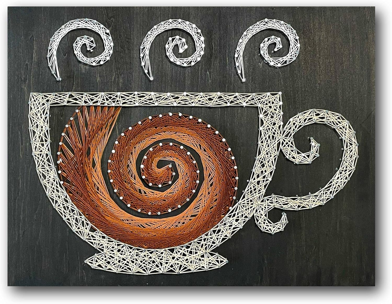String of the Art Coffee String Art Kit, American Made DIY Craft Kit for Adults, Stained Pine Wood (16" x 12"), Embroidery Floss, for Beginner to Advanced Crafters, Craft The Perfect Handmade Gift