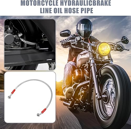 Miniatura 2 de X AUTOHAUX 19.7 in 19.69 "0.394 in ID motocicleta hidráulica línea de aceite manguera de aceite 28  0  cable trenzado de acero inoxidable para ATV