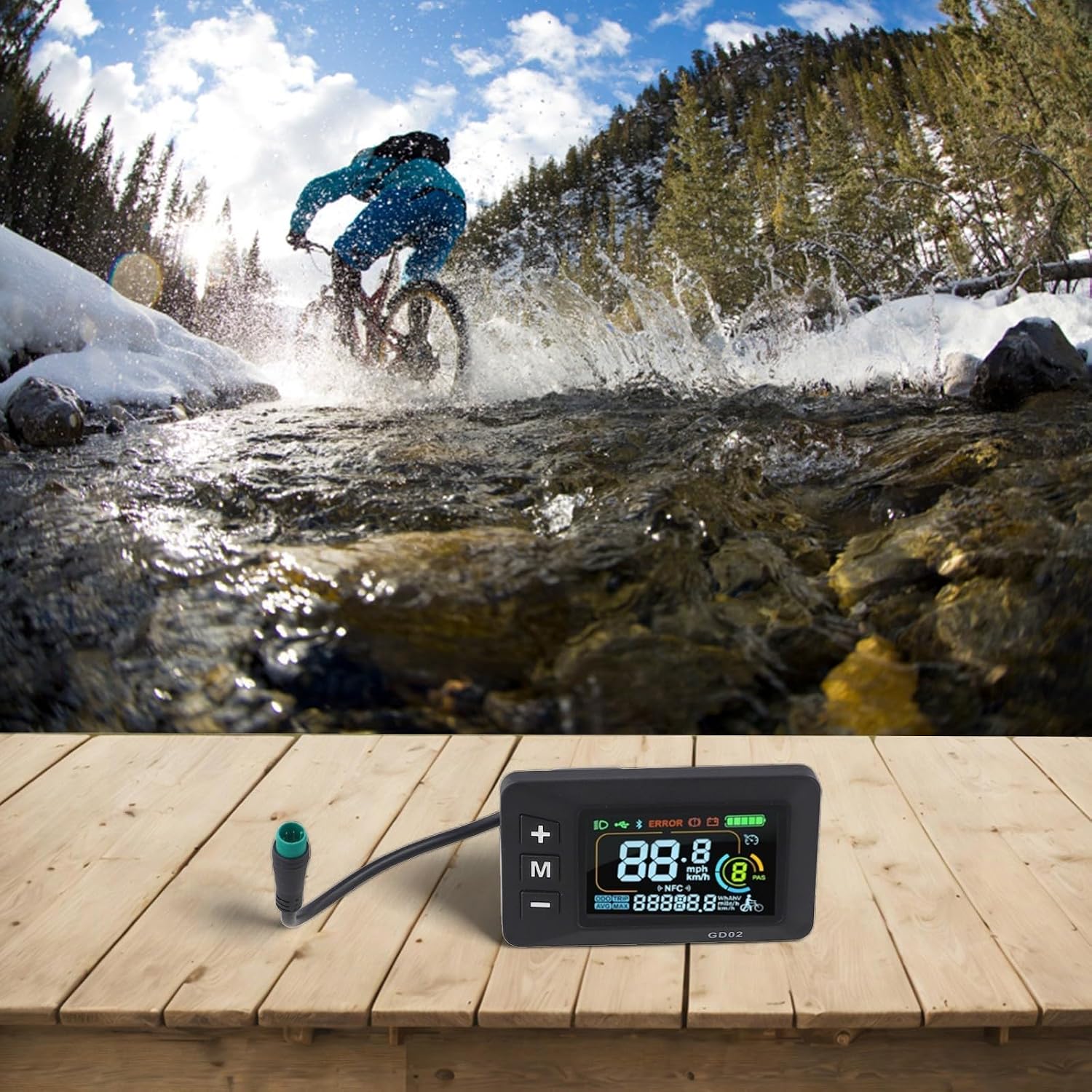 Electric Bicycle LCD Display 24V 36V 48V 60V, 5 Pin Wiring Harness, ABS Waterproof Case, Clear Readout for Mileage and Speed, 02OMD System