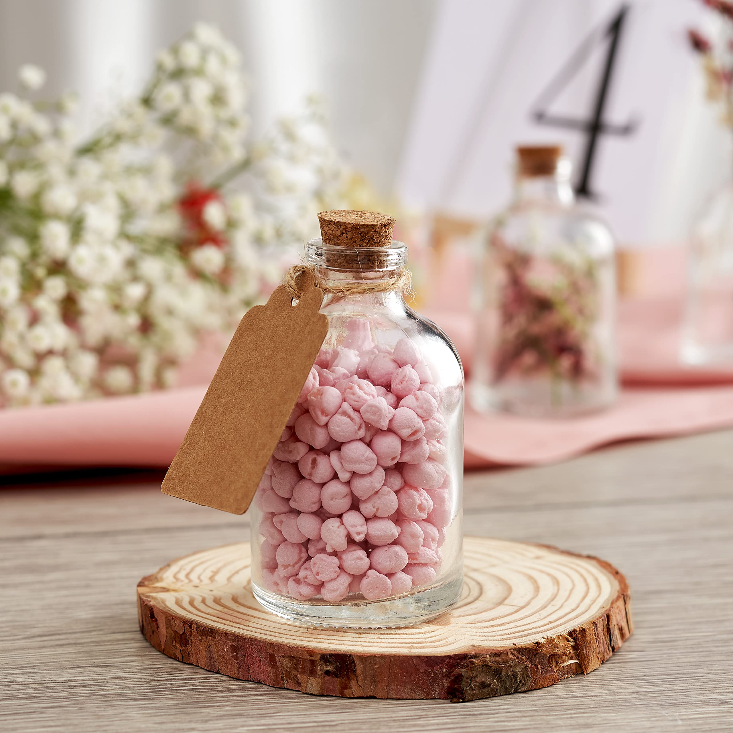 THE TWIDDLERS - 20 Mini Barattoli Vetro 50 ml con Tappi Sughero, Corde, Etichette - 50ml