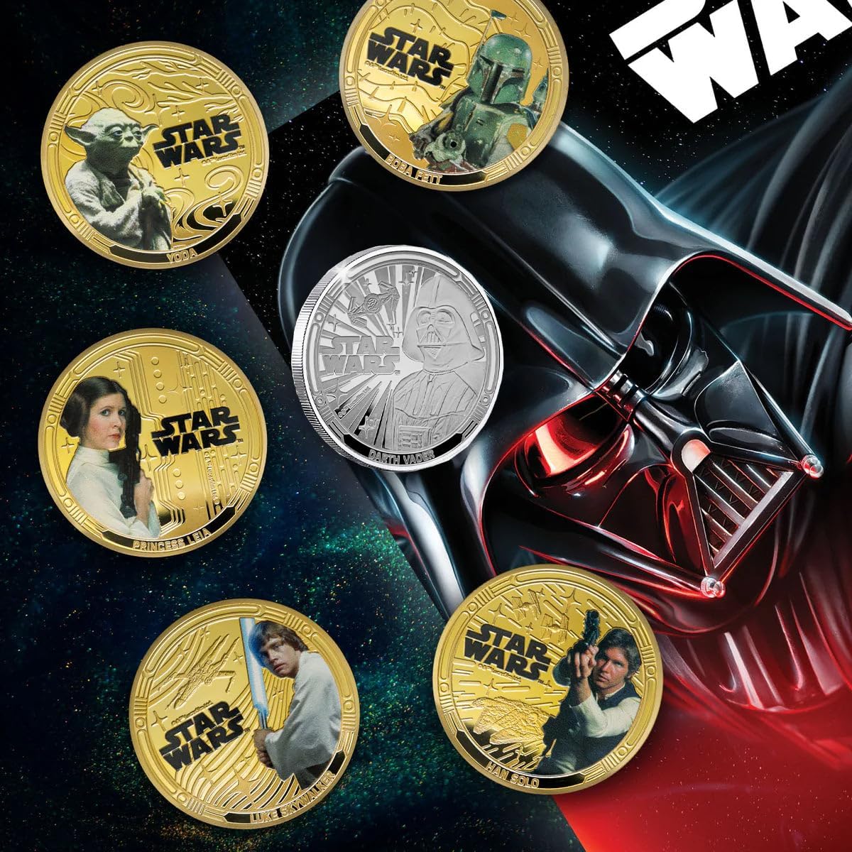 FANTASY CLUB Official Star Wars Original Trilogy Coin Collection | Premium Set of 6 Coins (5 Gold & 1 Silver) | Limited Edition Certified Collectible Set