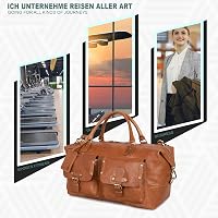 Marc Peter Wax Tan Bőr Utazótáska Férfiaknak Hétvégi Weekender Duffel Bag Nagy XL 9