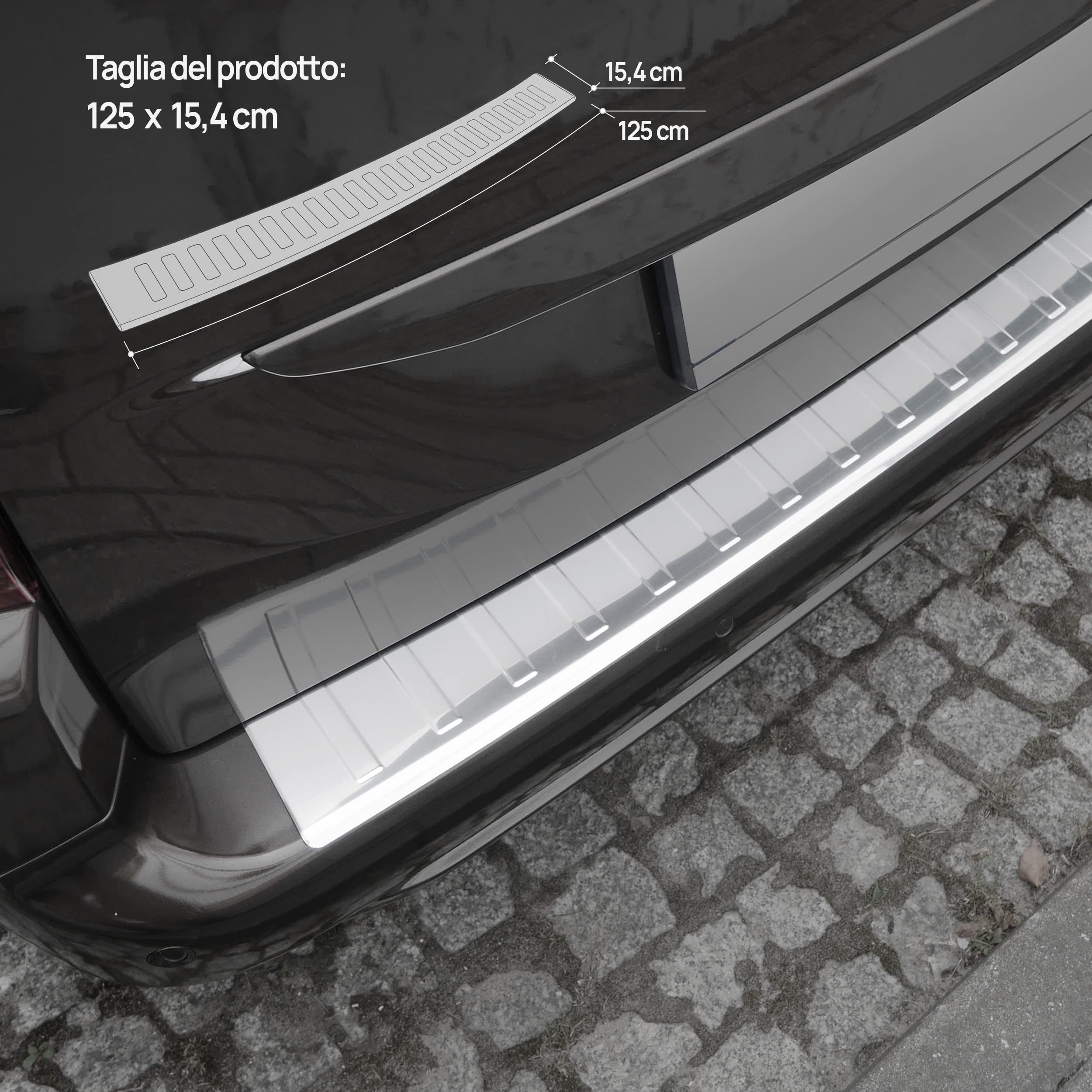 Chromemaster | Protezione paraurti Posteriore | Compatibile con Opel Combo dal 2019- | Acciaio INOX lucido/cromato | Protezione paraurti protegge la vernice del paraurti dai graffi