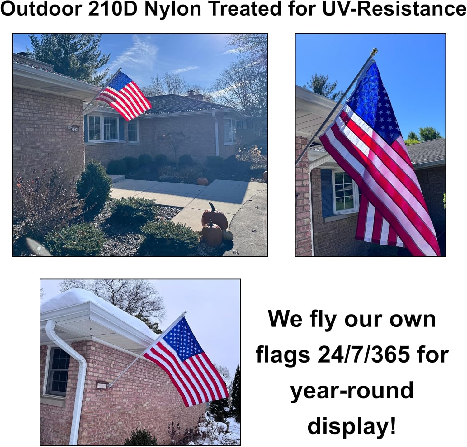 2x3 ft Heavy-Duty American Flag – 100% Made in USA, FMAA Certified – UV-Resistant 210D Nylon Outdoor US Flag with Embroidered Stars, Sewn Stripes, Brass Grommets, Reinforced Fly End for High-Winds - Image 8