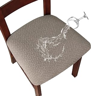 LANSHENG Fundas para sillas Pack de 6 Fundas sillas Comedor Fundas elásticas, Fundas de Asiento para Silla,Diseño Jacquard Cubiertas de la sillas Funda de Asiento sin Respaldo (Pack de 6,Gris Pardo)