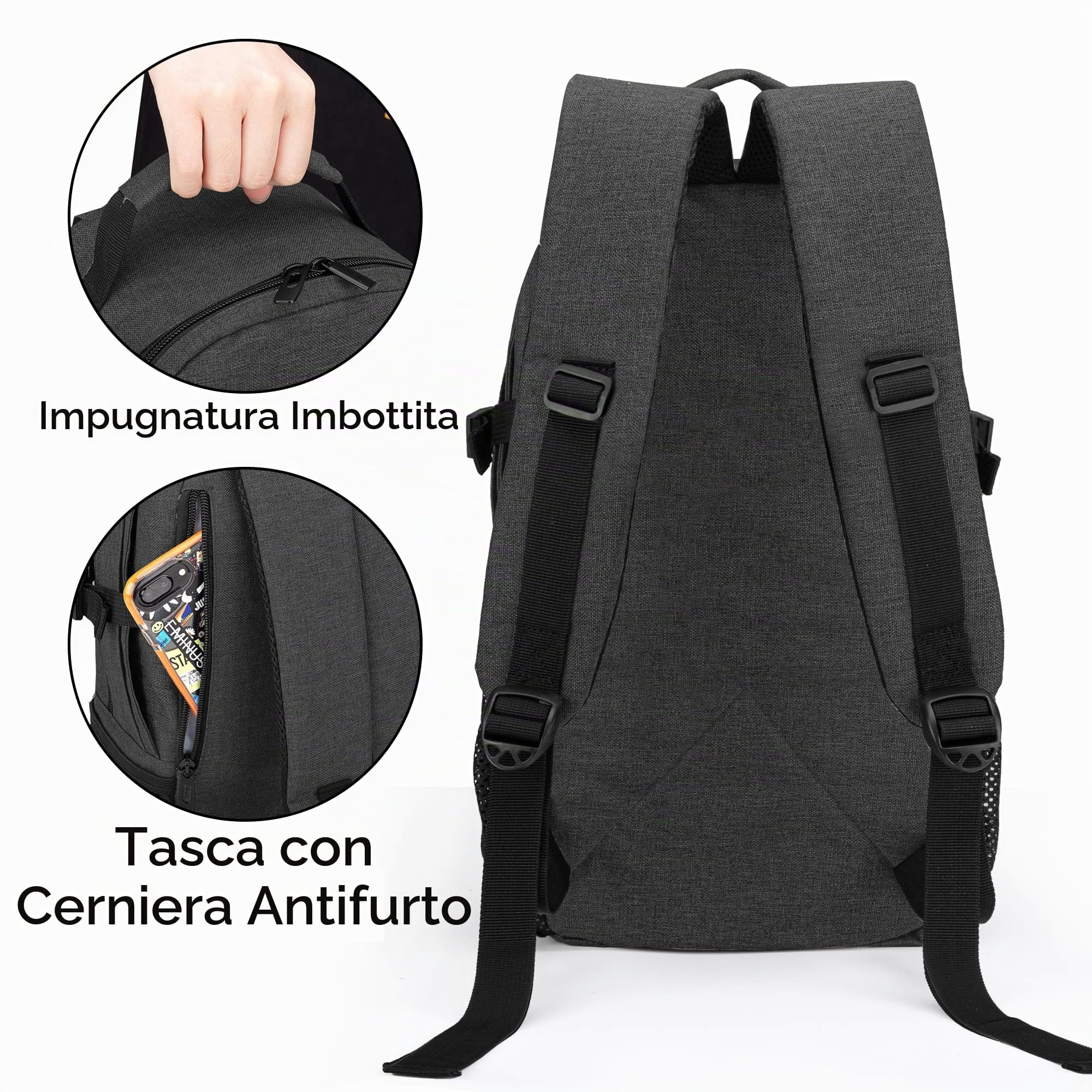 CURMIO Zaino per bombole di ossigeno, borsa da trasporto per bombole di ossigeno,ideale per la base quotidiana, viaggi, adatto per bombole di dimensioni M2, M4/ A, ML6, M6 / B, M7, M9 / C,Nero