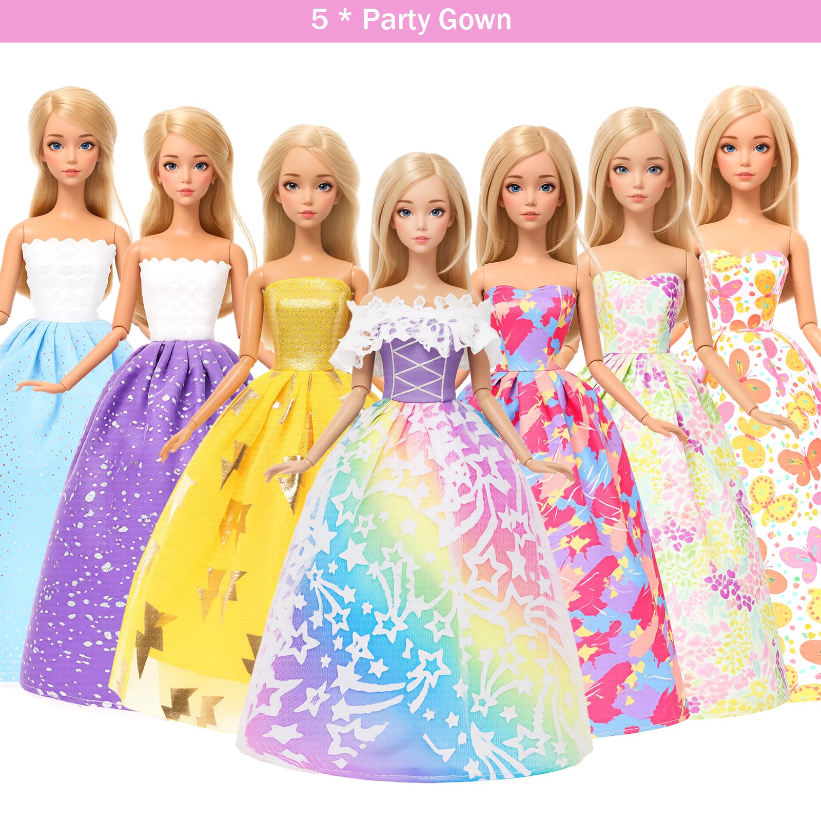 Miunana 95 Lalki Ubrania i akcesoria Moda Sukienki Topy Spodnie Strój Stroju Party Suknia Mini Sukienki kąpielowe Bikini Buty Księżniczka Skrzydła Wieszaki Torebka dla 11.5 calowej lalki