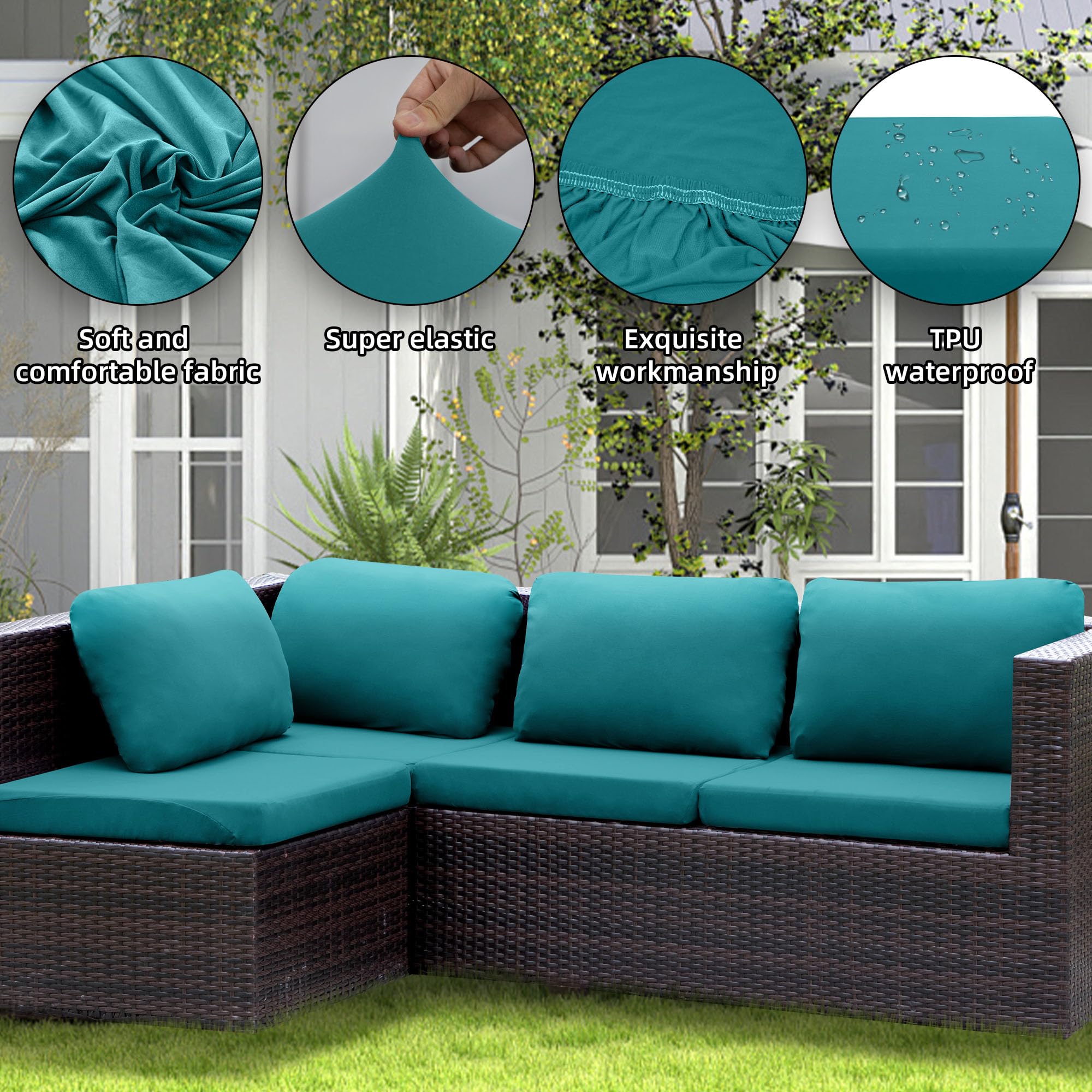 14Pcs Patio Cushion Covers Waterproof, Outdoor Cushion Covers, Stretch  Couch Covers, Patio Couch Slipcovers, Patio Cushion Covers Replacement,  Outdoor