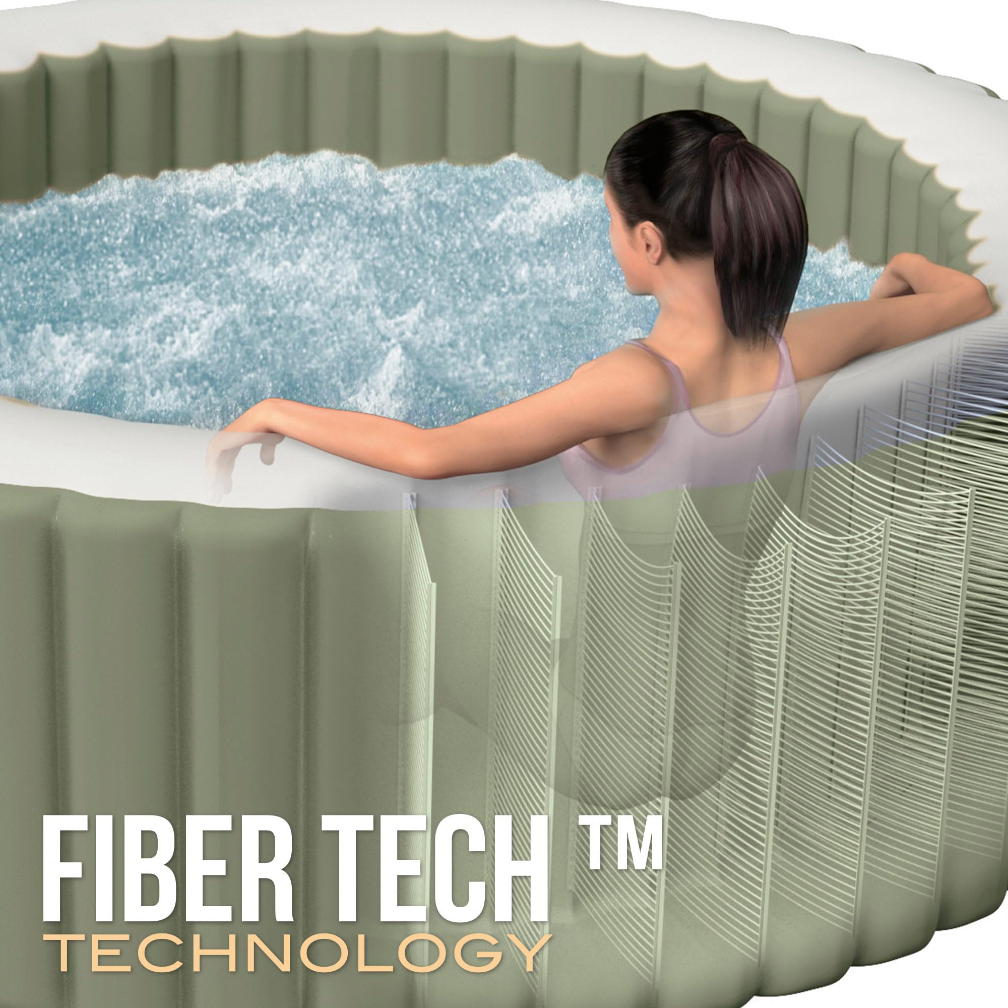 Intex 4-Person Olive Green Round Bubble Spa Set 28426NP (Inflated 196cm x 71cm)