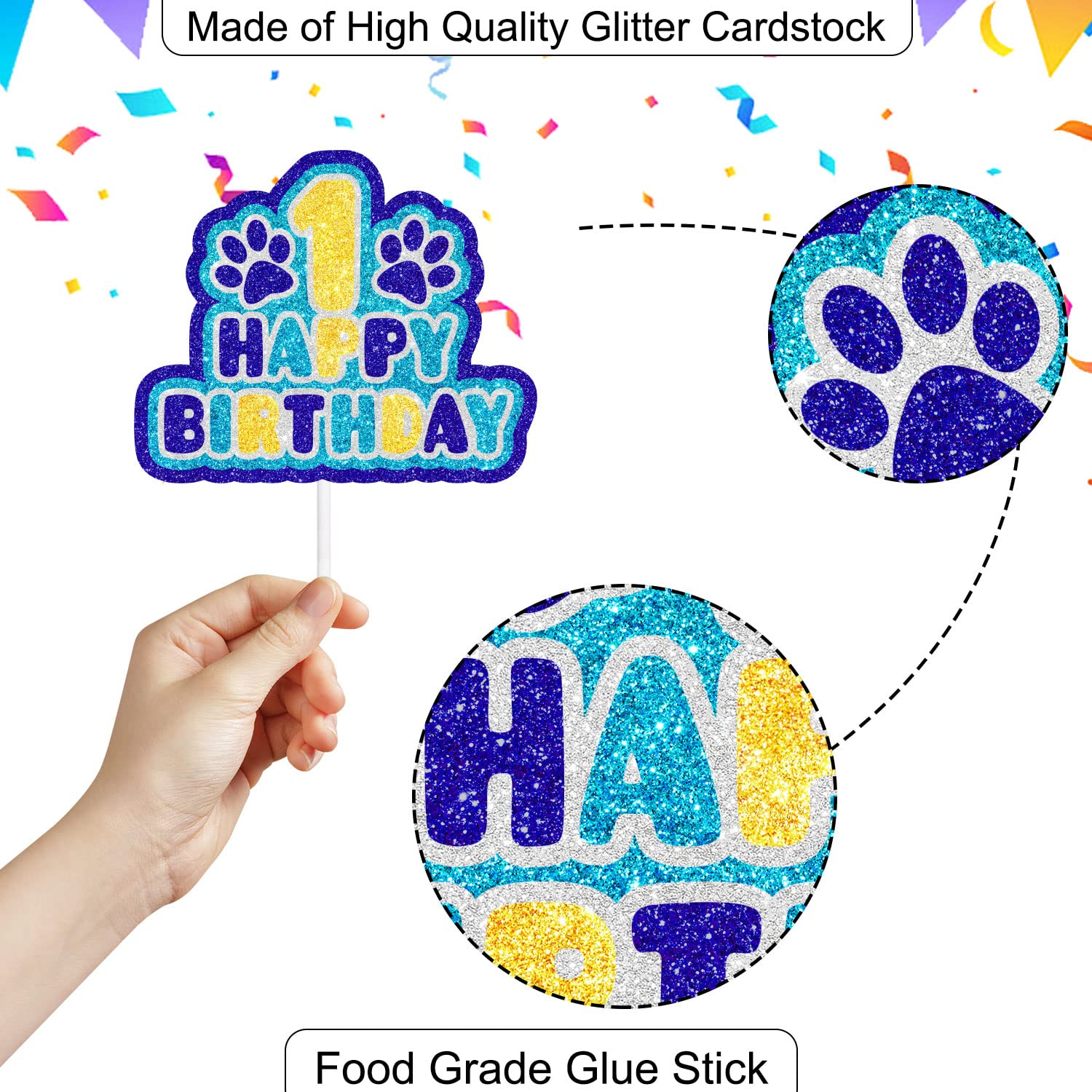 Tortenaufsatz Zum 1. Geburtstag Mit Hundepfoten – Perfekt Für Haustier-Partys & Deko – Ca. 15 X 14,2 Cm