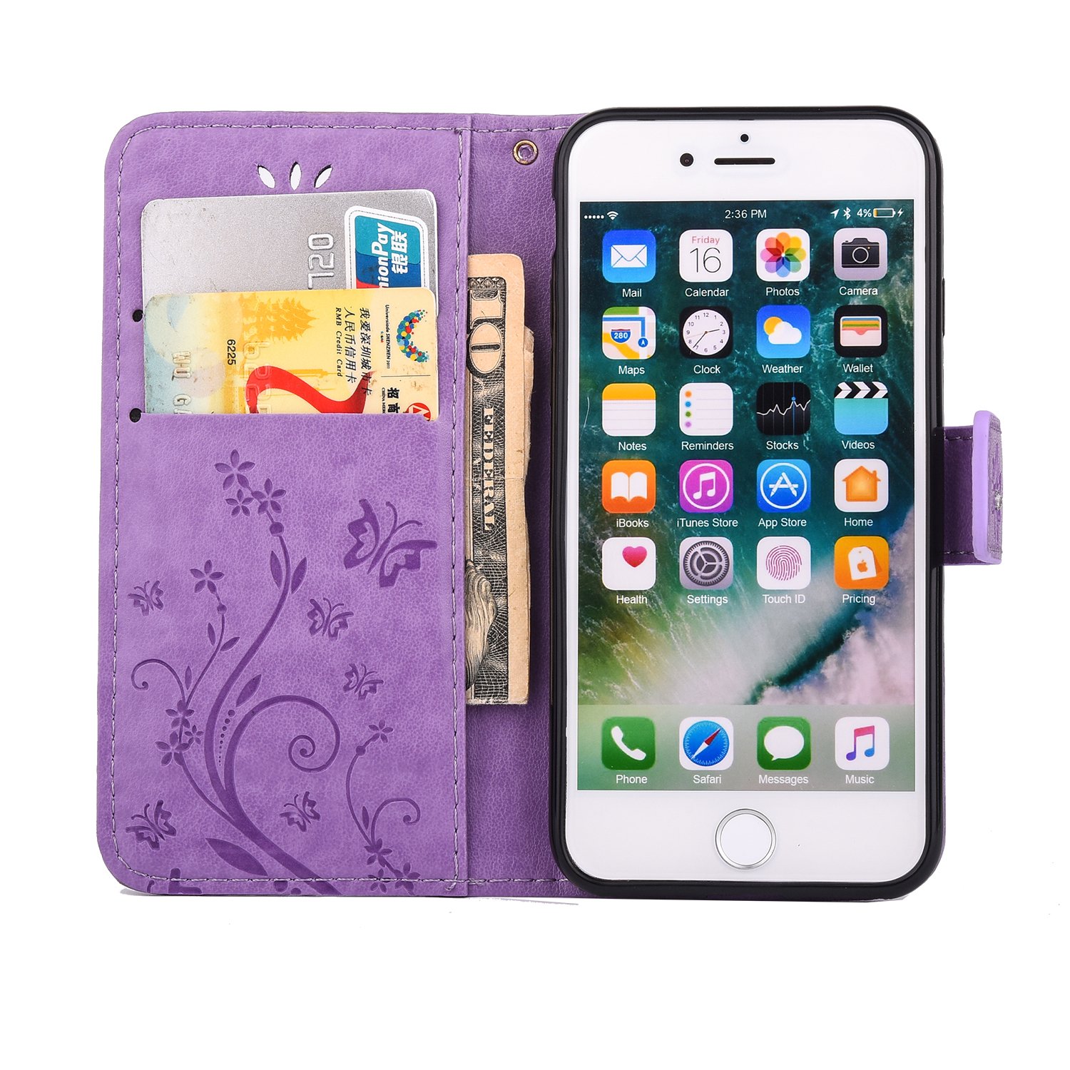 ❇️iPhoneSE iPhone8 iPhone7 パープル　手帳型　シンプル Amazon | iphone SE3/iphone SE2/iPhone8 / iPhone7手帳ケース