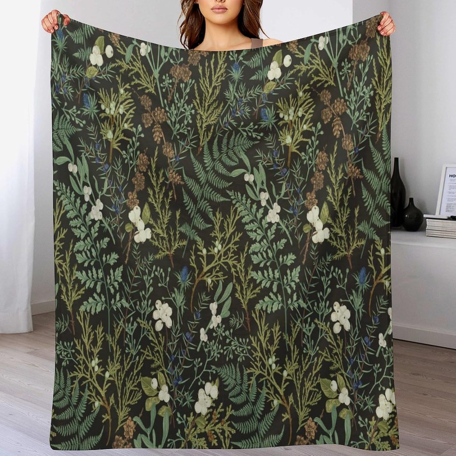 Vintage Botanical Blanket Rustic Farmhouse Retro Plant Green Nature Soft Cozy Lightweight Throw Blanket for Kids Girls Boys Women Bedroom Living Room Dorm Chair Sofa Travel 40x50in - Image 5
