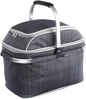 Panier pique-nique avec compartiment isotherme isolée de camping vaisselle et couverts (Sac de pique-nique, 23 l, Sac isotherme, poignée amovible, 29 Accessoires)