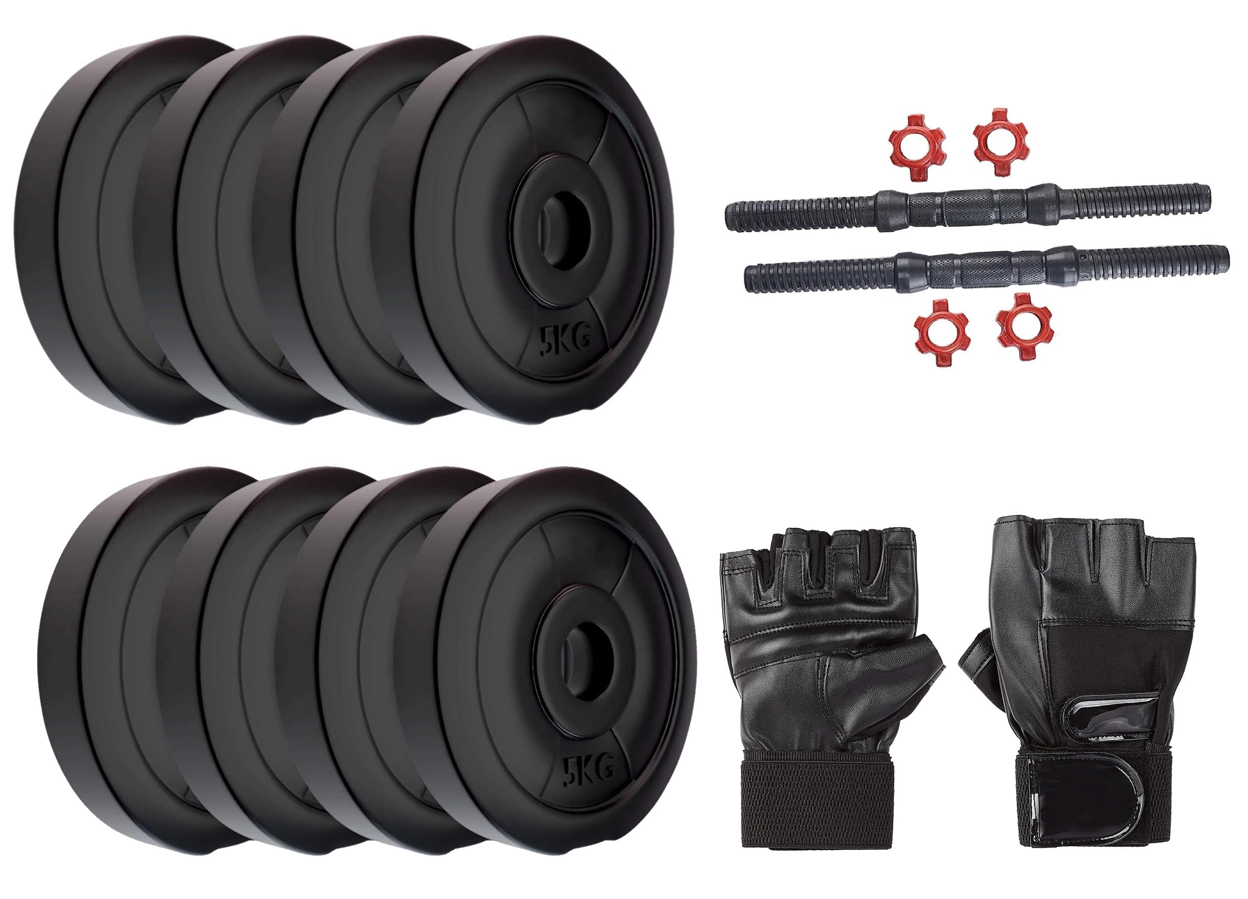GYM INSANE Dumbbell Set, 8Kg Adjustable Dumbbell Set With 1 Pair of Adjustable Red Dumbbell Rods, PVC Dumbbell Plates & 1 Pair Gym Gloves, Home Gym Combo, Exercise & Fitness Sets (B0CXYCK83N) Amazon Price History, Amazon Price Tracker