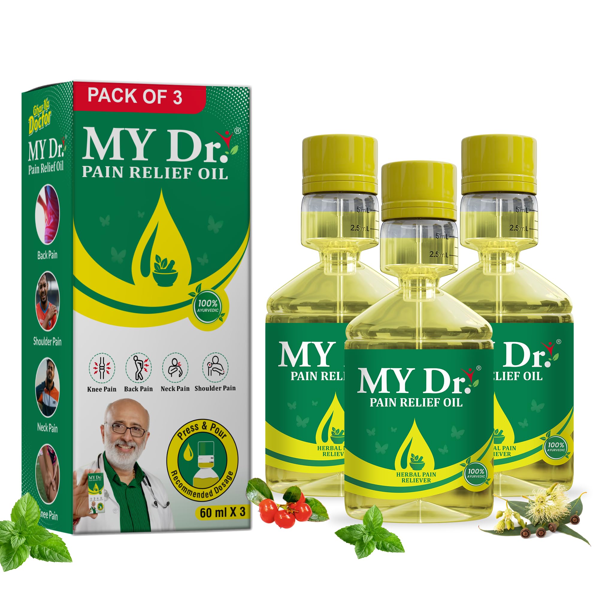 My Dr.® Pain Relief Oil – Ayurvedic Oil for Joint, Knee, Back, Neck, Shoulder, Ankle, Elbow, hip & Muscle Pain | Fast & Long-Lasting Relief from Arthritis, Sciatica, Stiffness & Chronic Pain |