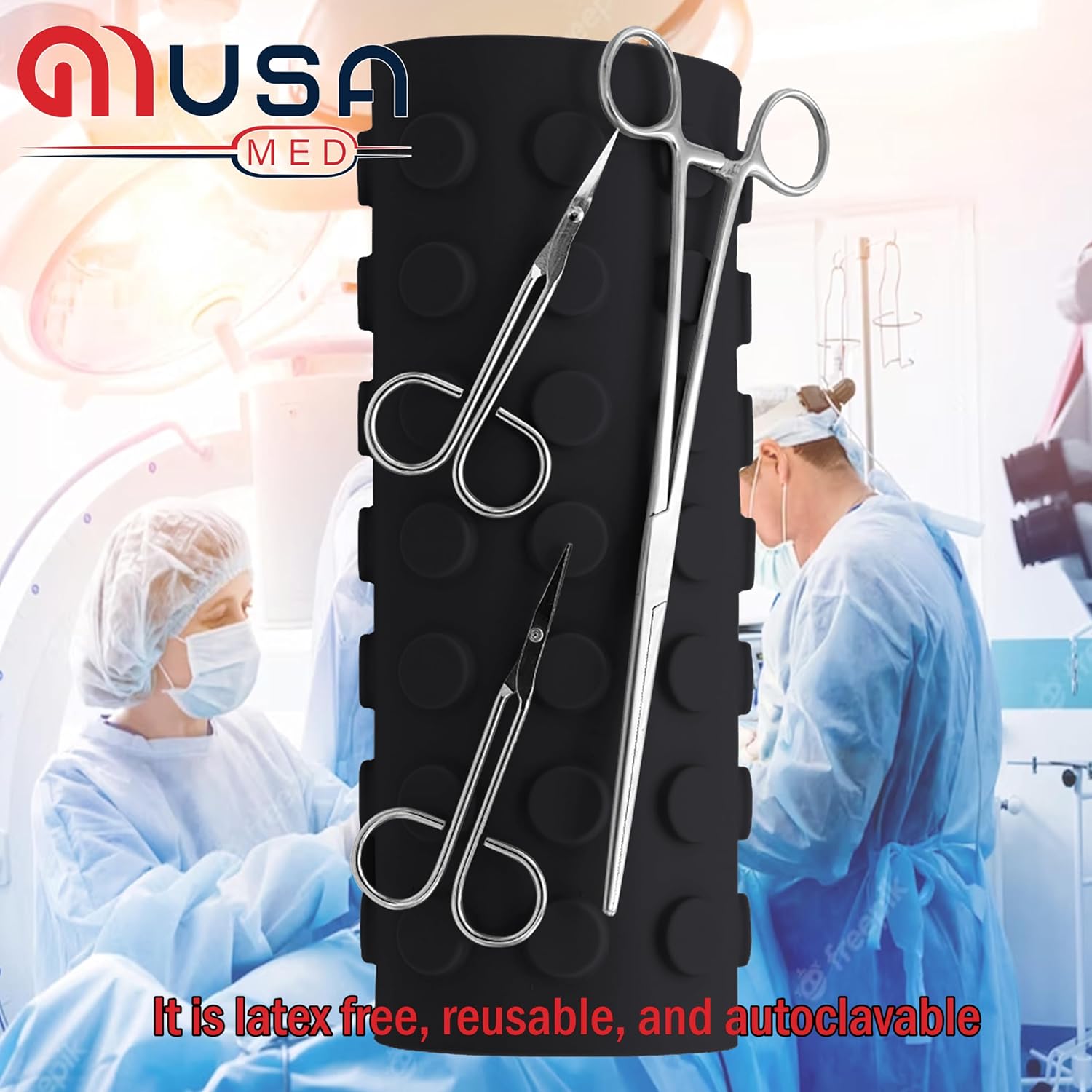 Magnetic Instruments MAT, 12"x 15", Black Color, Raised Magnets to Instrument Firmly, Round Magnets to Avoid Silicone Rubber Perforations Flexible & Non-Slip, Reusable & Autoclave, Tools Mat