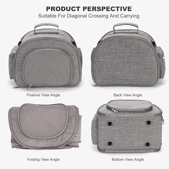 Foto 7 de 7 de PETCUTE Transportin para Gatos, Bolsa de Transporte de Mascotas Plegable con Correa de Hombro Ajustable,Mango…