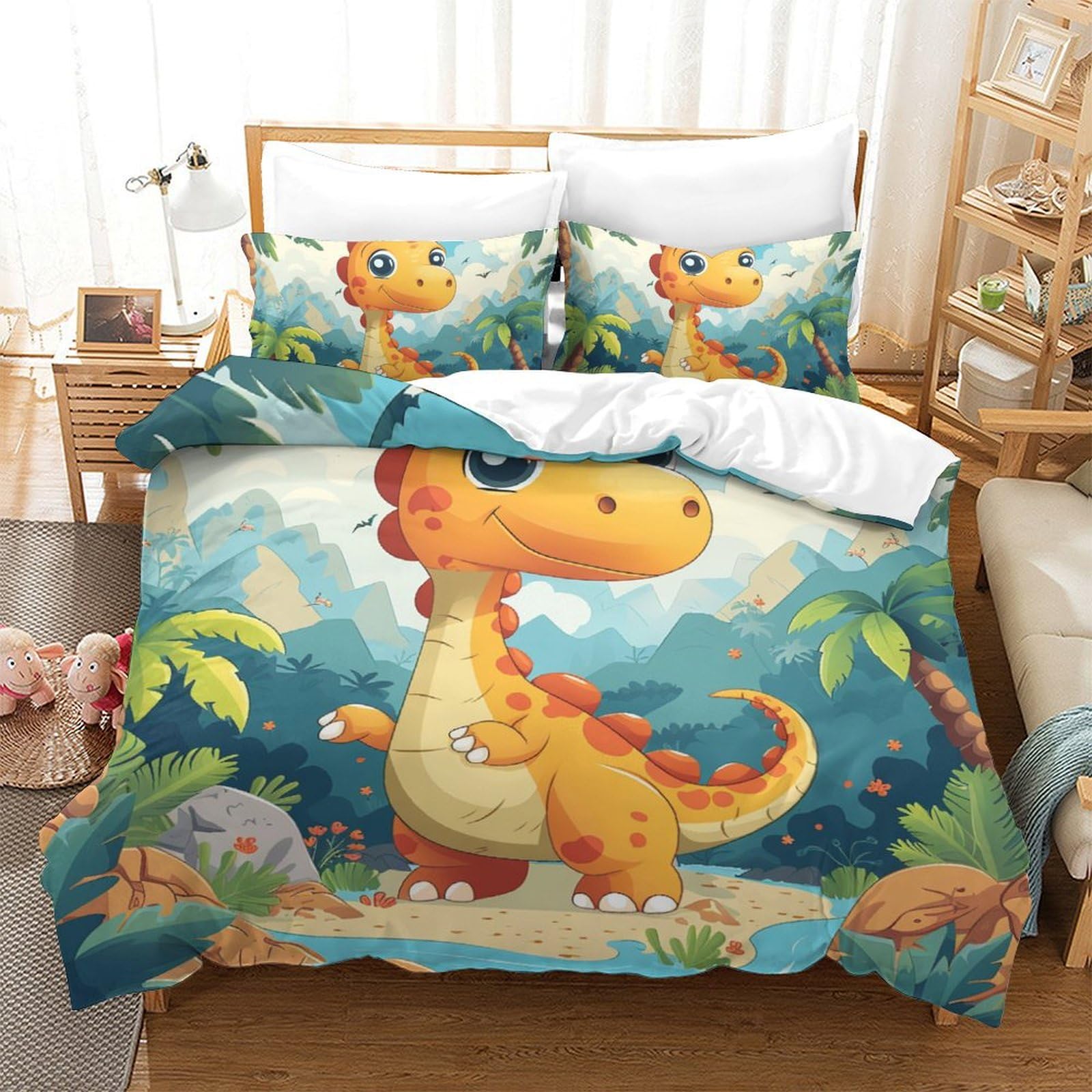 Enyisiyulo Style-6 Dinosaur Bedding Duvet Set Quilt Cover Set Bedspread Bedroom With Pillow Cases With Zipper Closure Soft Microfiber Bedding Set Double（200X200cm）