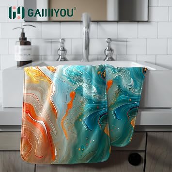 Modern Art Marble Hand Towel Highly Absorbent Bathroom Towels for Home Spa Gym