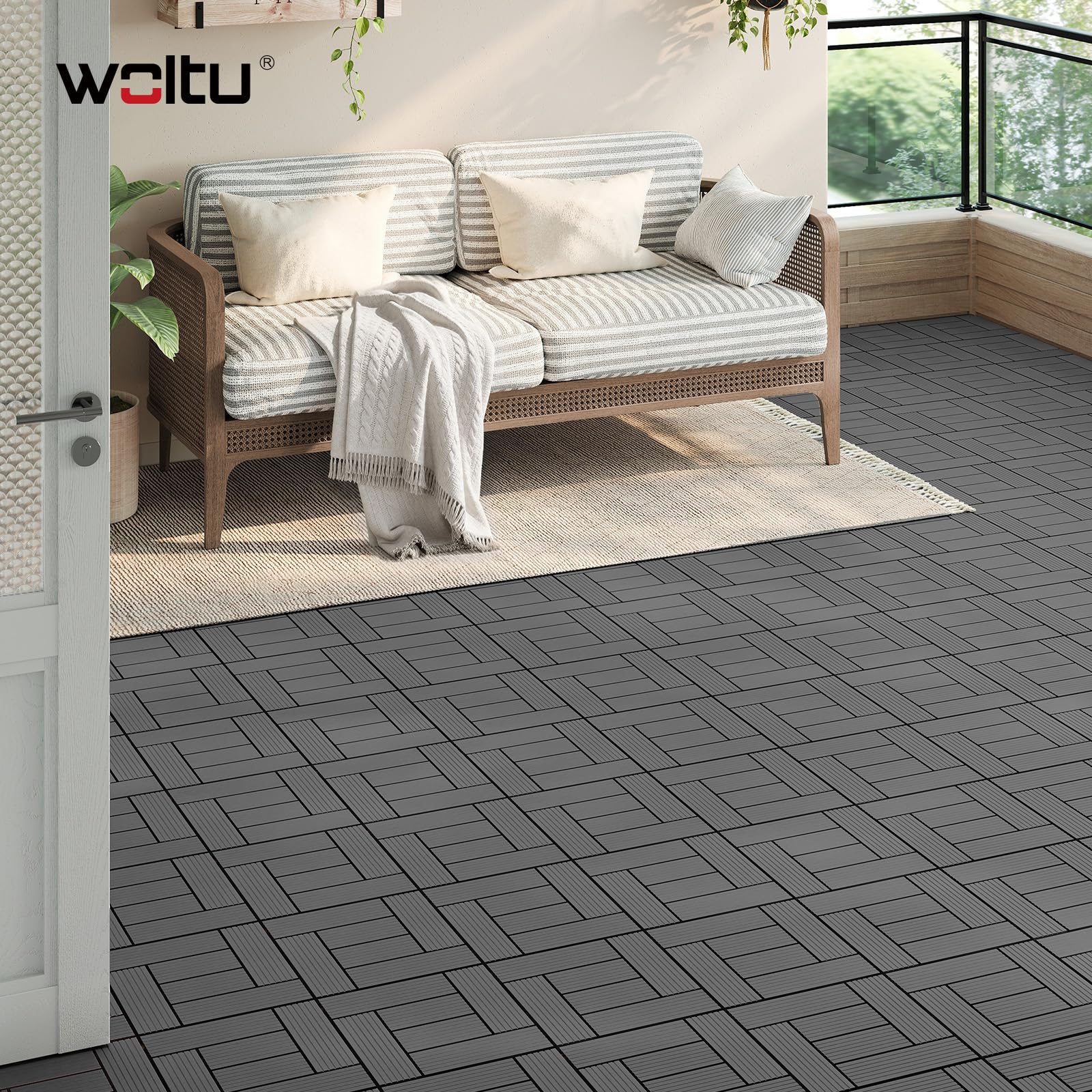 WOLTU 22 x podłoga zewnętrzna WPC 30 x 30 cm, szara