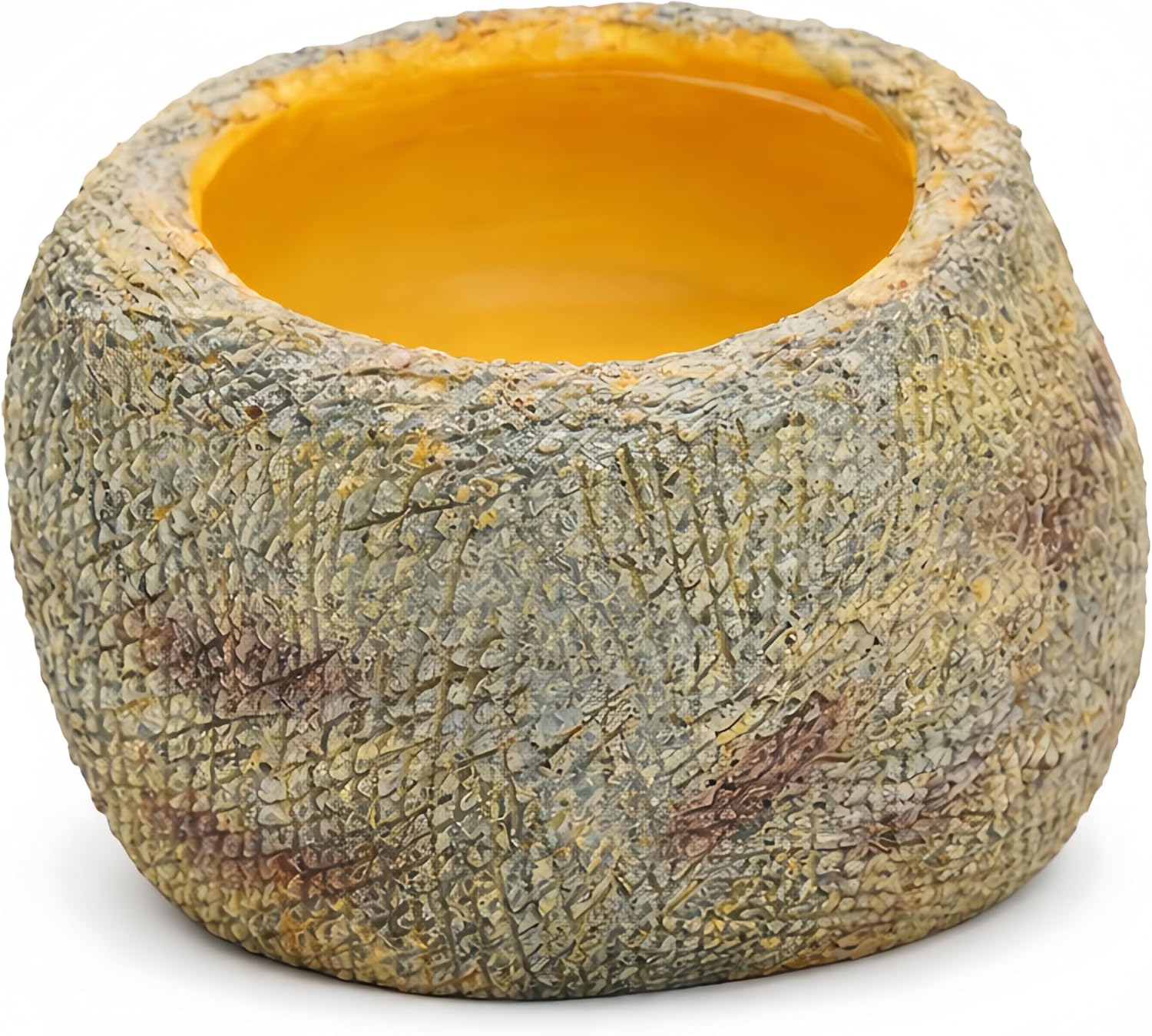 Small Snake Soak Bowl, Resin Reptile Water Dish, 1.3 lb Rock Look | 2-in-1 Drink & Soak, Smooth Basin, Textured Exterior, 4.72 x 3.35 in, Hatchlings & Juveniles