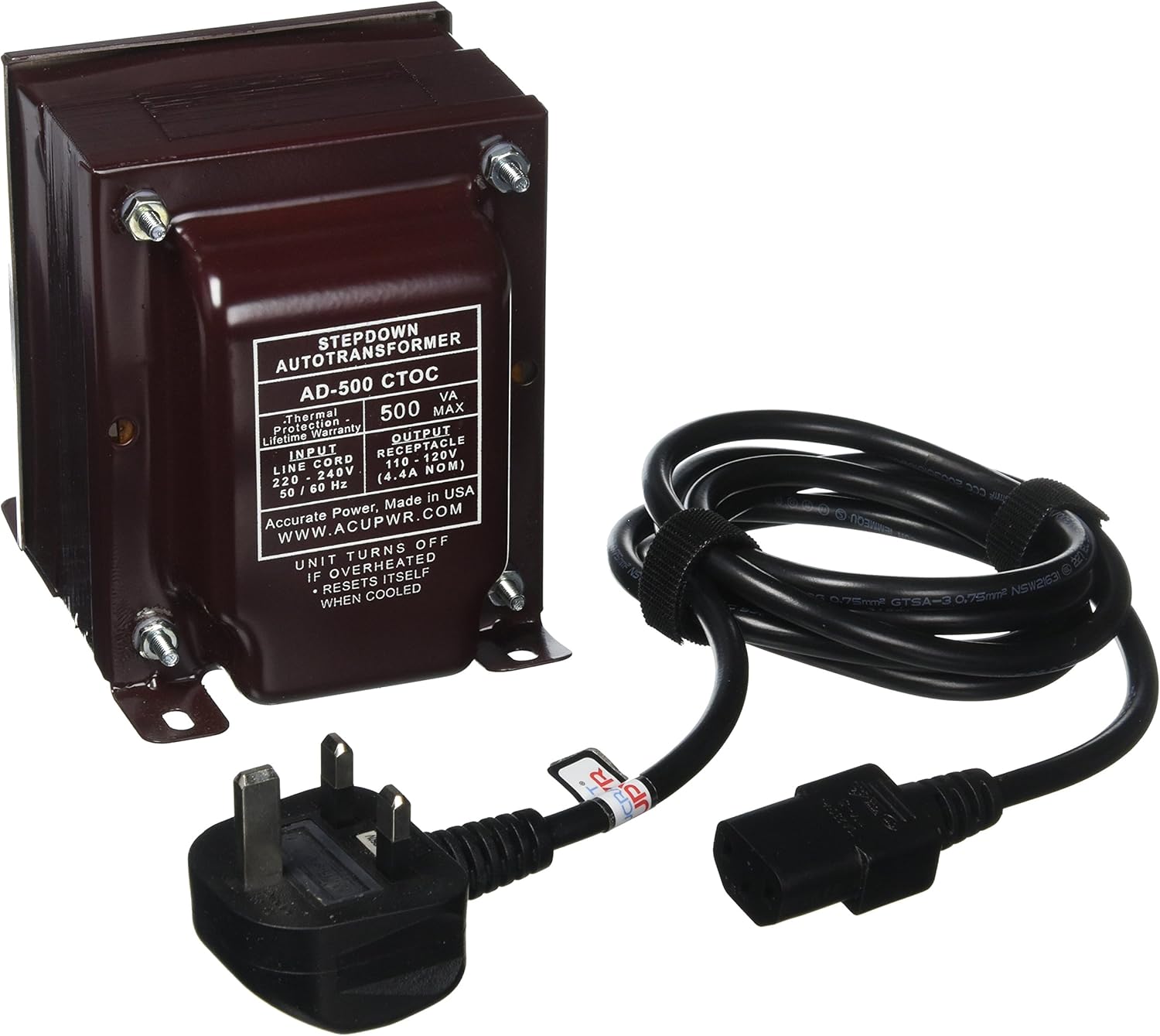 ACUPWR ADB500 220240V 110120V Step Down Voltage Transformer/Converter for use in