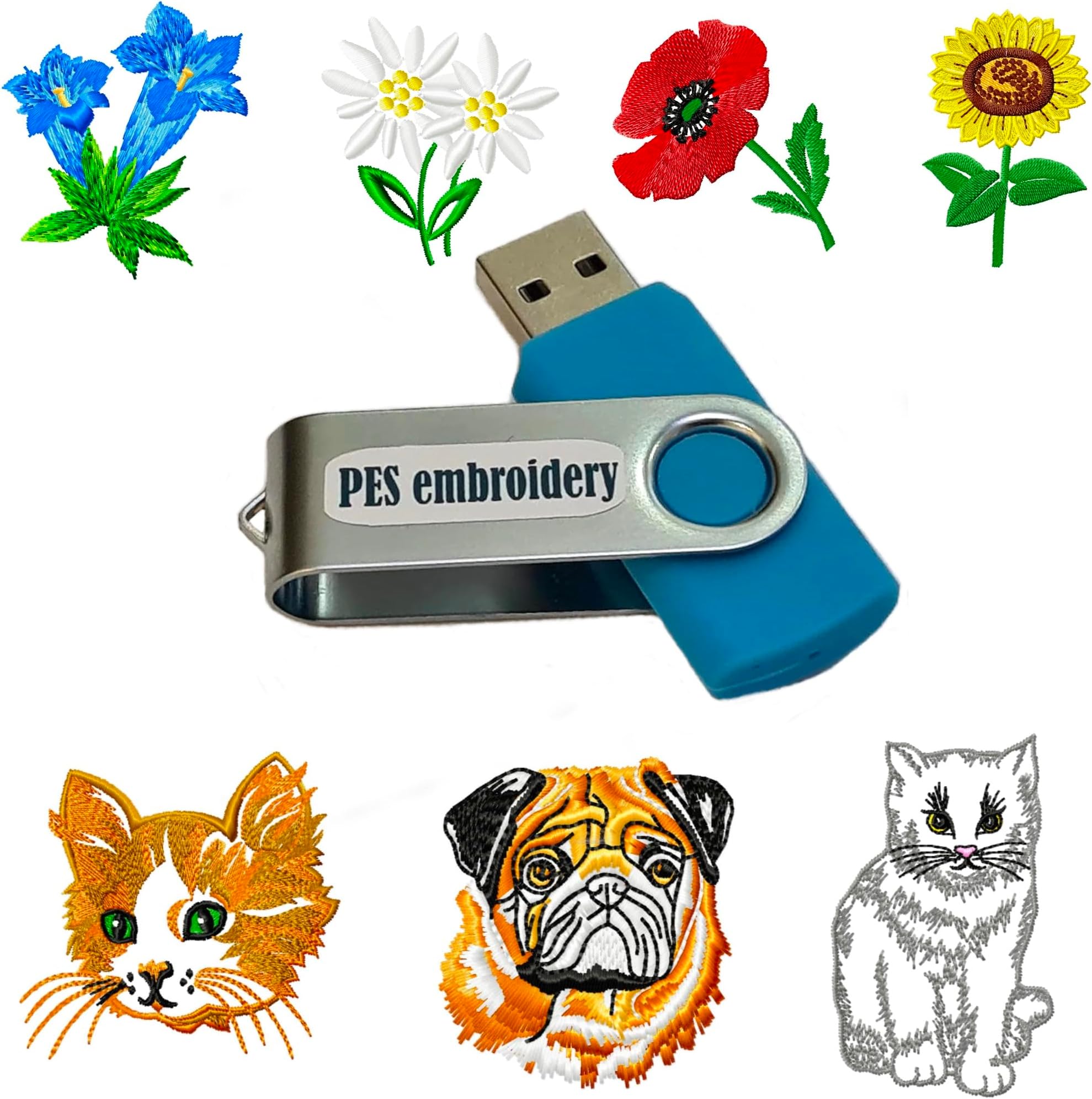 50,000+ PES Embroidery Designs Collection on USB - Compatible with Brother Embroidery Machines