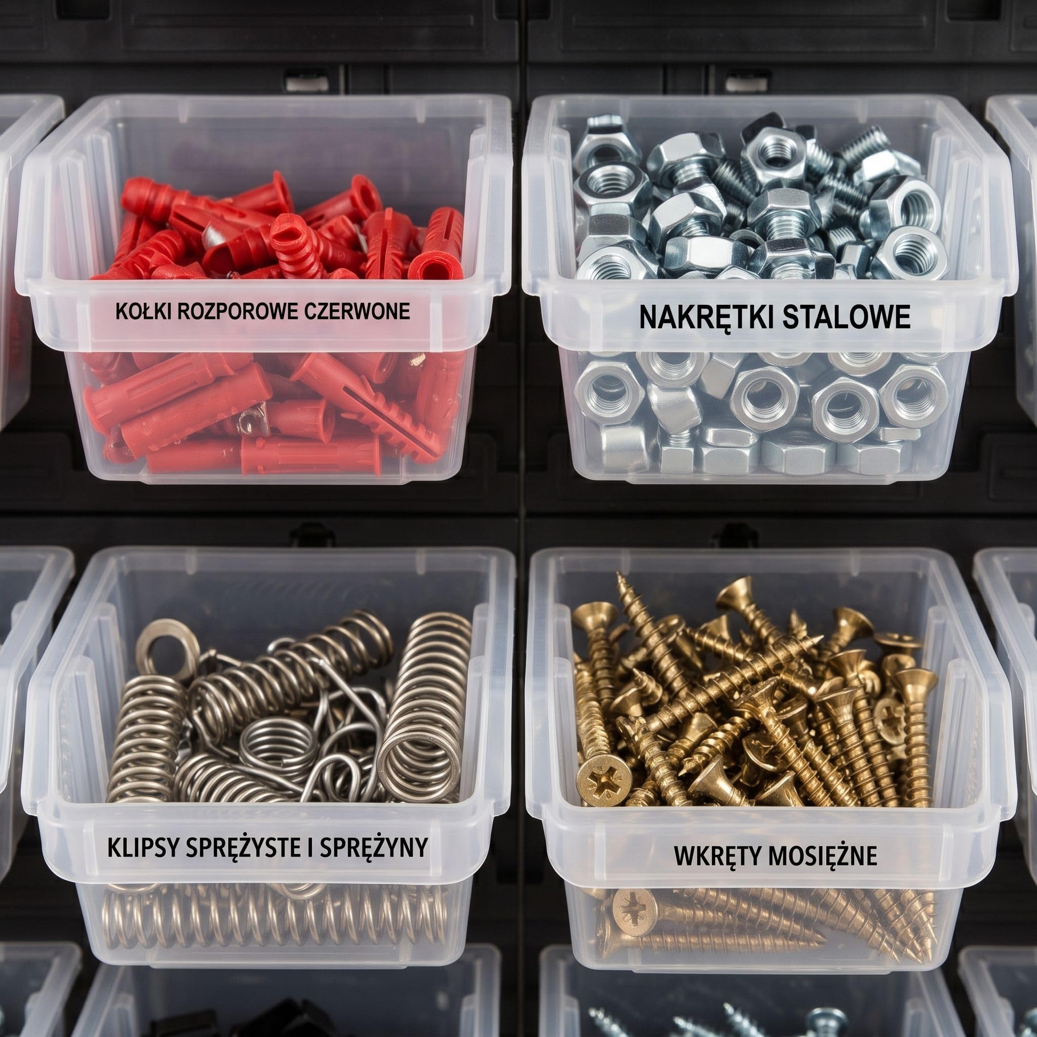 Étagère murale d'atelier avec 73 boîtes de tri transparentes, système de rangement pour vis, écrous et petites pièces, en plastique, 78 x 78 cm, capacité de charge jusqu'à 40 kg, pour garage, entrepôt