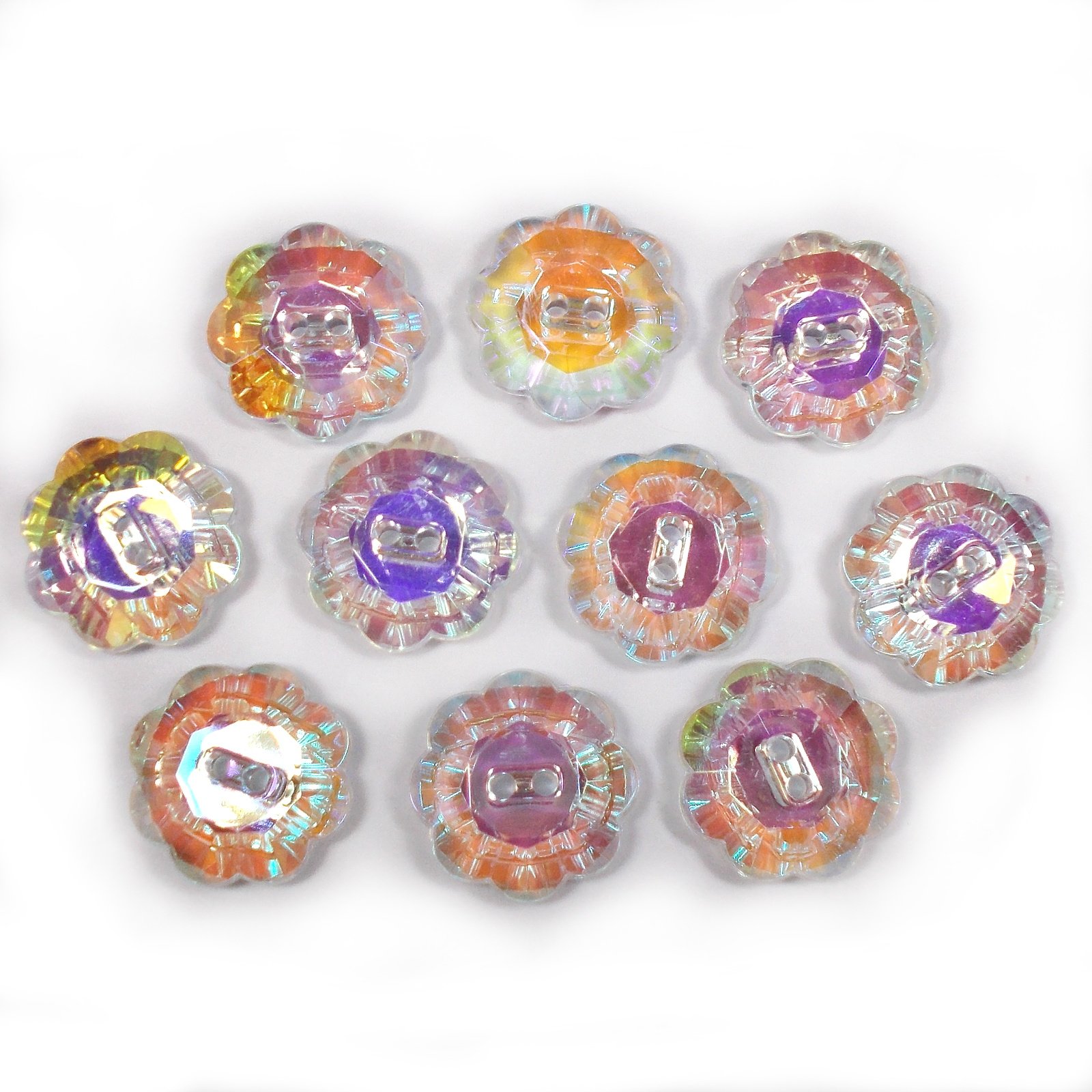 Push The Button Ab Coating Acrylic Crystal Effect Flower Shape Buttons 10Mm (, 10)