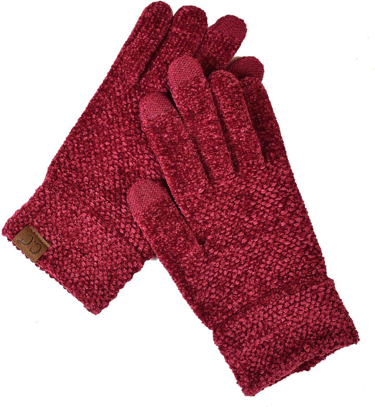 C.C Winter Warm Eco-Friendly Knit Chenille Touchscreen Texting Gloves