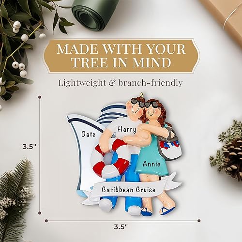 Miniatura 3 de Adorno personalizado de crucero 2025 | Personalización gratuita las 24 horas | Adornos de Navidad grabados con láser para pareja para árbol |
