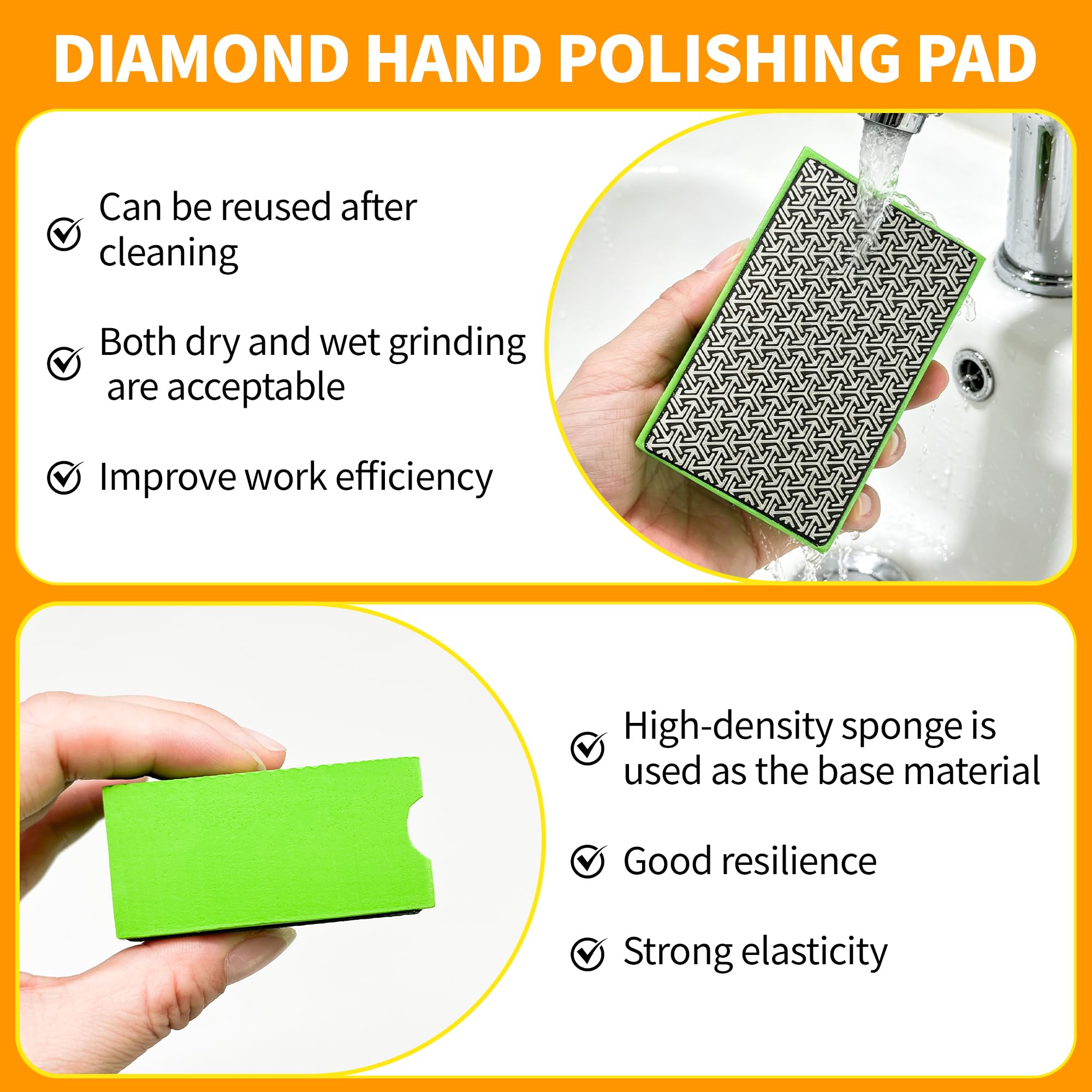 Diamond Polishing Pads - 60 Grit for Glass, Wood & Metal -5 Diamond Polishing Pads - 60 Grit for Glass, Wood & Metal -5