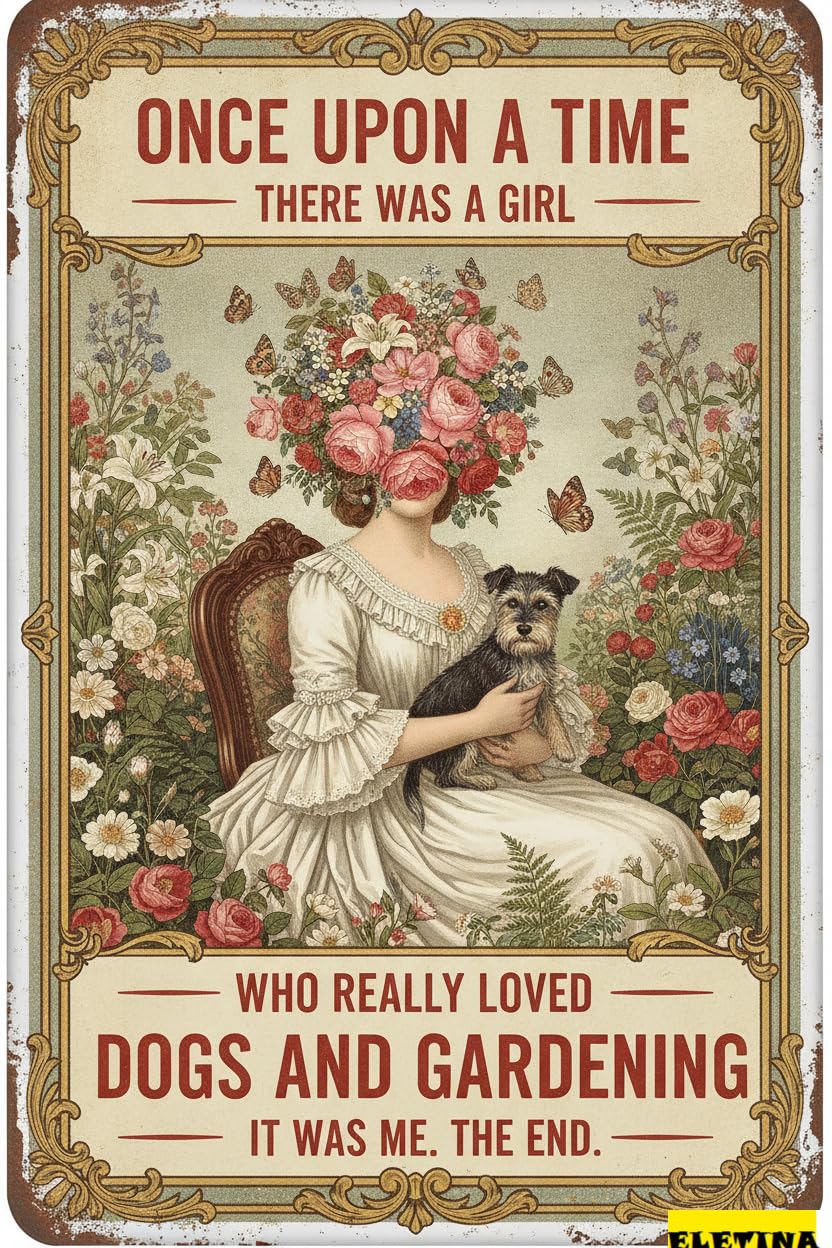 Personalized Sign for Man Cave Garden Metal Tin A Girl Loves Dogs And Gardening Outdoor Indoor Wall Decor Home Bedroom Bar Cafe Hotel 8x12in Private Property Decorative