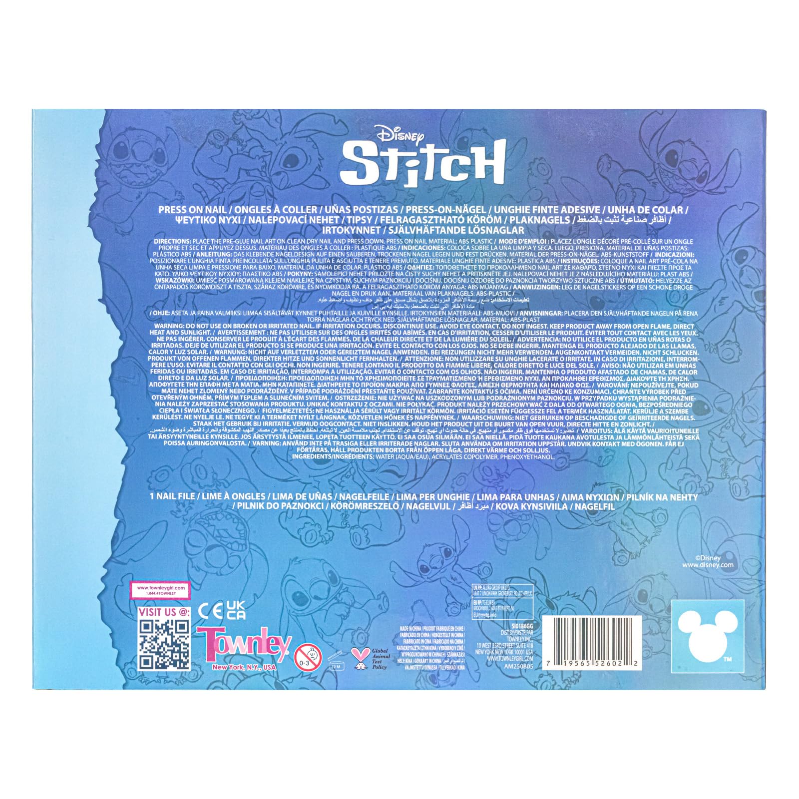 Stitch Sztuczne Paznokcie Press-On 84 szt Brokat Dziewczynki