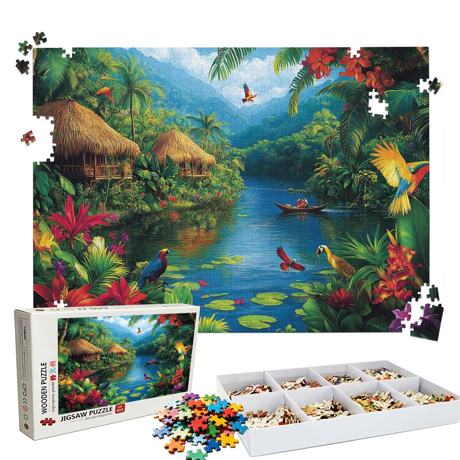 Puzzle lago Animali(2), Puzzle Adulti 5000 pezzi, Puzzles Legno con Squisita Scatola di Imballaggio, Rompicapo per Esperti con Incastro Perfetto, Stampa Alta Definizione, Regalo per Adulti W3H-888