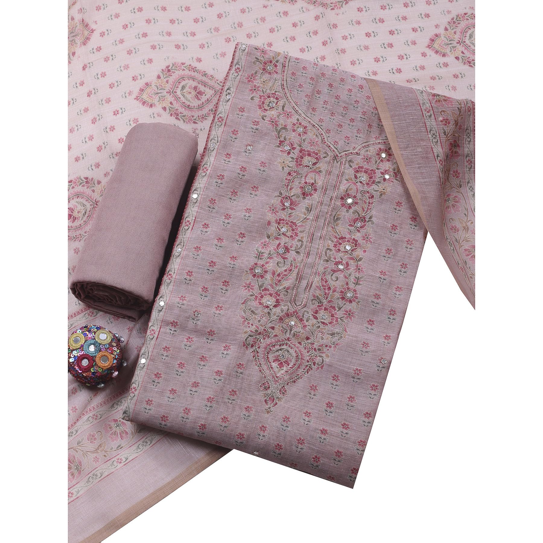 Women's Linen Unstitched Kurta Fabric with Bottom & Dupatta Set | Ethnic Salwar Suit Material for Festive, Casual, Traditional & Occasion Wear-image-18
