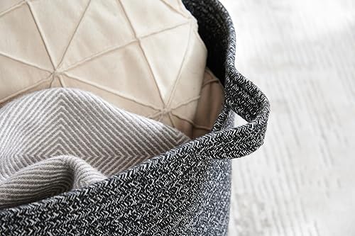 Miniatura 6 de Luxury Little Cesta de almacenamiento extragrande para guardería, 22 x 22 x 14 pulgadas, cesta de cuerda de algodón 100% con asas, cesta de