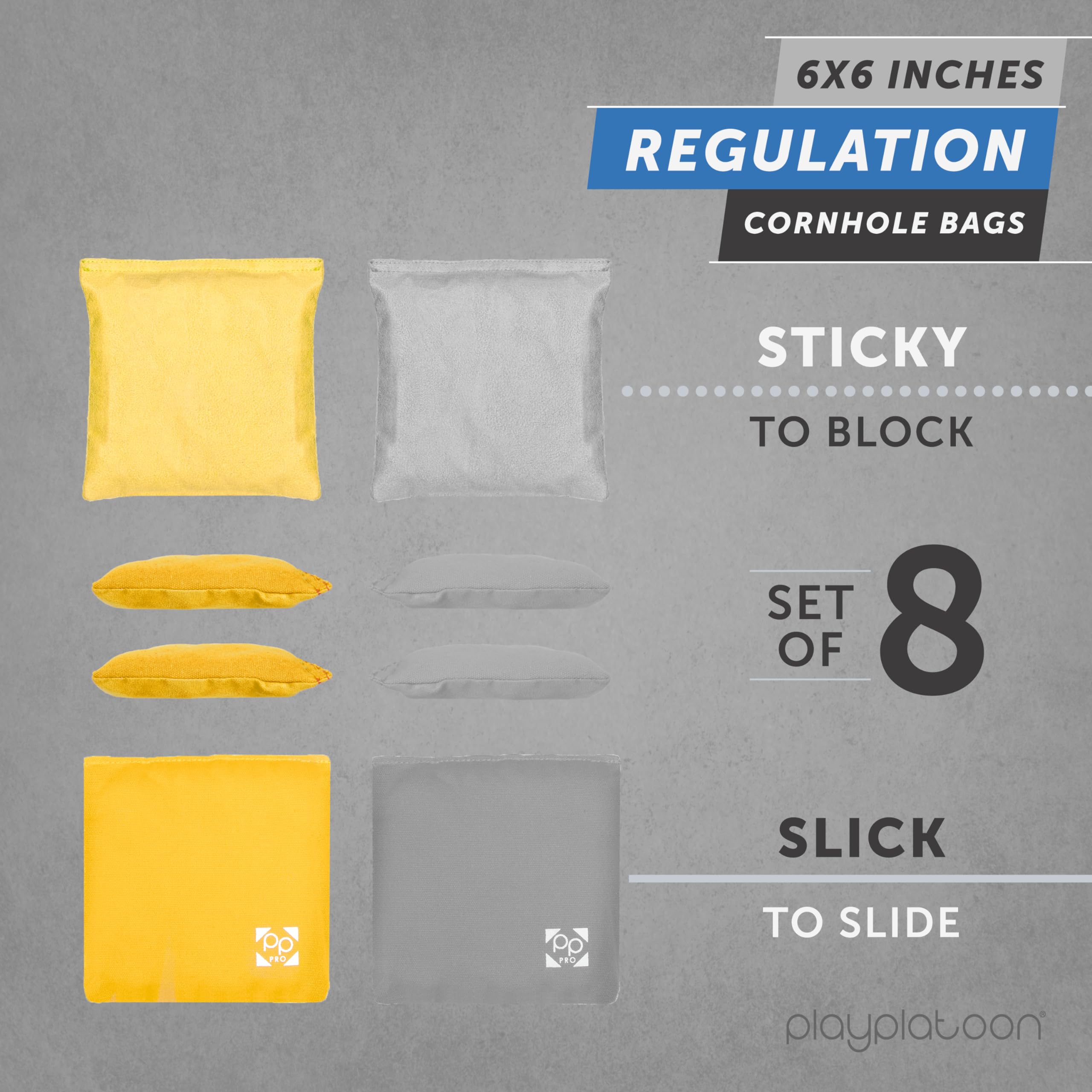 Cornhole Bags Professionali - Set di 8 Pezzi, resistenti alle intemperie, double face, lato appiccicoso/lato di perdite per gioco Pro foro di mais
