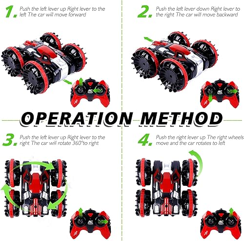 Miniatura 5 de 3Pack Amphibious RC Cars for Kids, for 6-12 Boys 2.4 GHz Remote Control Boat Waterproof RC Monster Truck Stunt Car 4WD Remote Control Vehicle All