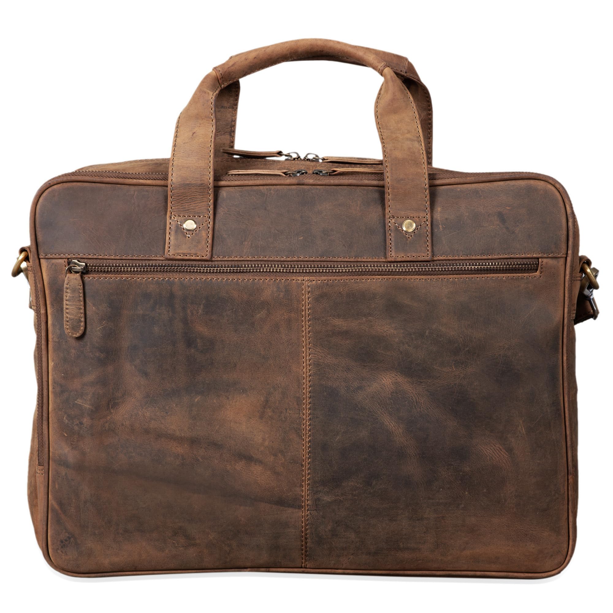 STILORD Remus Sac en Cuir Homme à Bandoulière d'Epaule Femmes Porte-Documents A4 Sac d'affaires pour PC Portable 15,6 Pouces Cartable Couleur:Marron Moyen