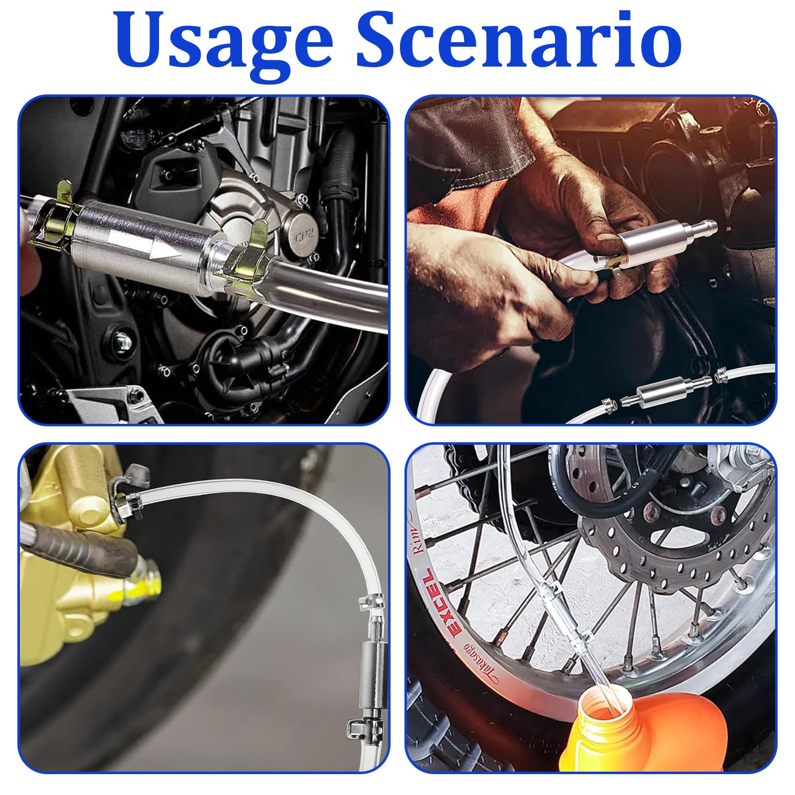 AOUZOVLI 2 Set Tubo Flessibile per Lo Spurgo Freni Moto, Spurgo Freni Moto, Spurgo-Freni Auto con Valvola di Non Ritorno, Kit di Spurgo-Frizione per Moto, Scooter E Biciclette