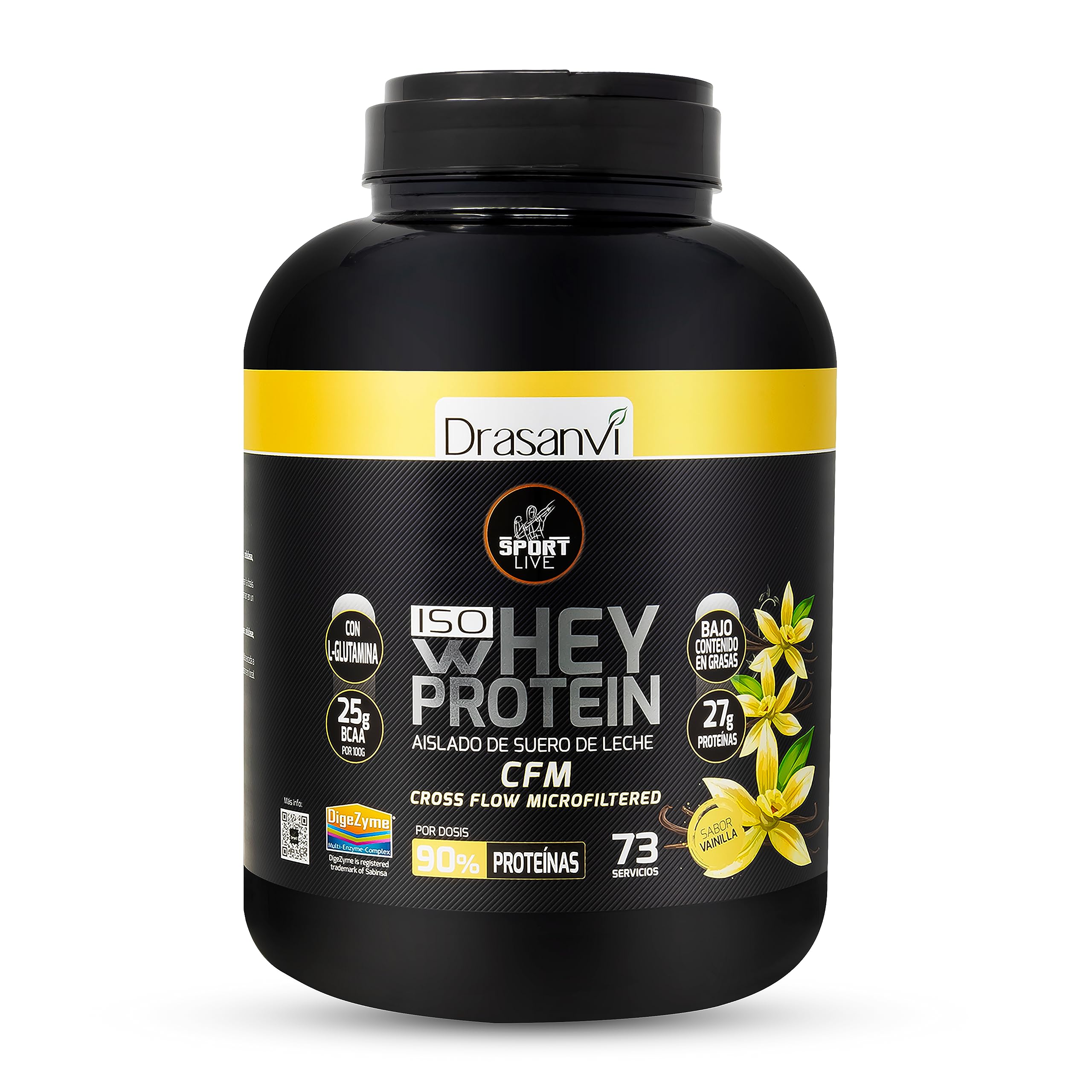 SPORT LIVE Whey protein isolate | Aislado de proteína en polvo | Proteina whey isolada de suero de leche | Proteinas que ayudan a aumentar tu masa muscular | Vainilla| 2,2kg| Drasanvi