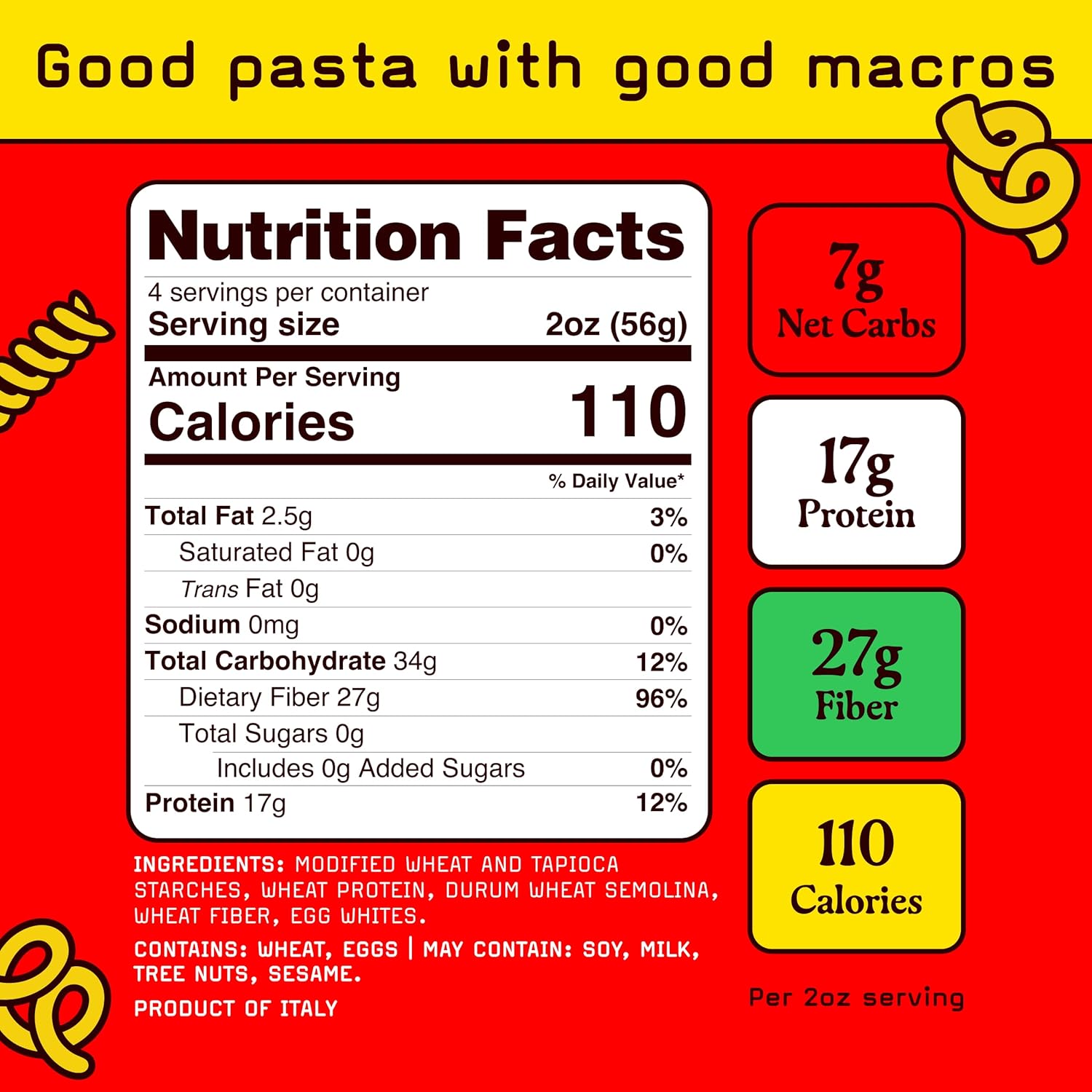 Low Carb, Protein Pasta | Fettucine with 17g Protein, 7g Carbs | Healthy, Keto Pasta Made in Italy | 3-Pack, 8oz - Pete’s Pasta
