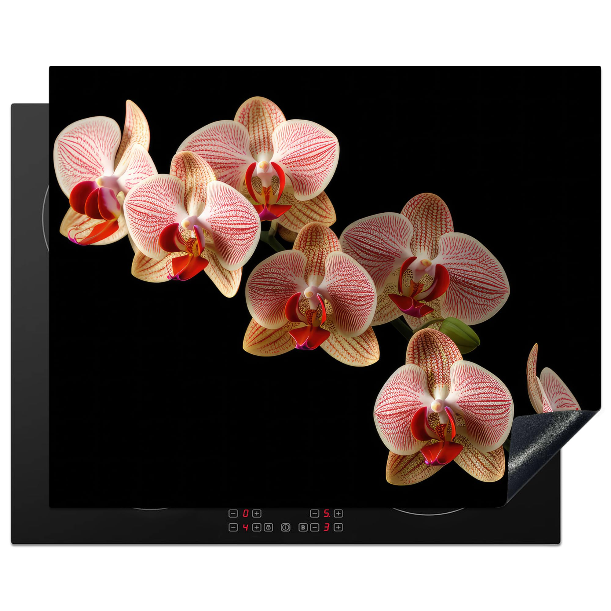 KitchenYeah© Induction Hob Cover Protector Mat 20.5"x25.6" / 65x52 cm Kitchen Universal Ceramic Covers for Electric Cookers Vinyl Flowers - Orchid - Pink - Botanical - Nature