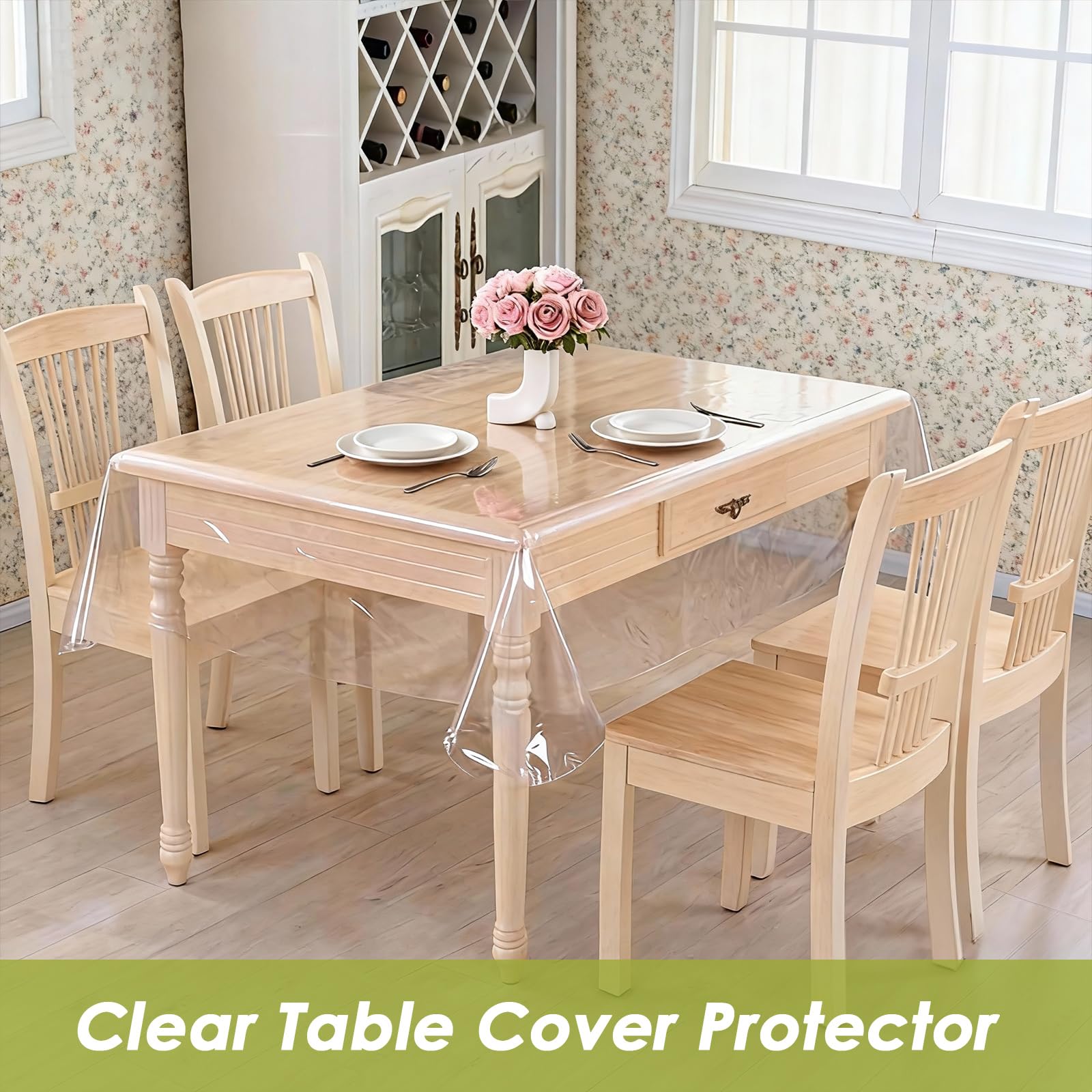 Protector de mesa transparente de 84 x 60 pulgadas, 0.2 mm de grosor, protector de mesa para mesa de comedor, mantel impermeable para cocina, escritorio, escritorio de oficina
