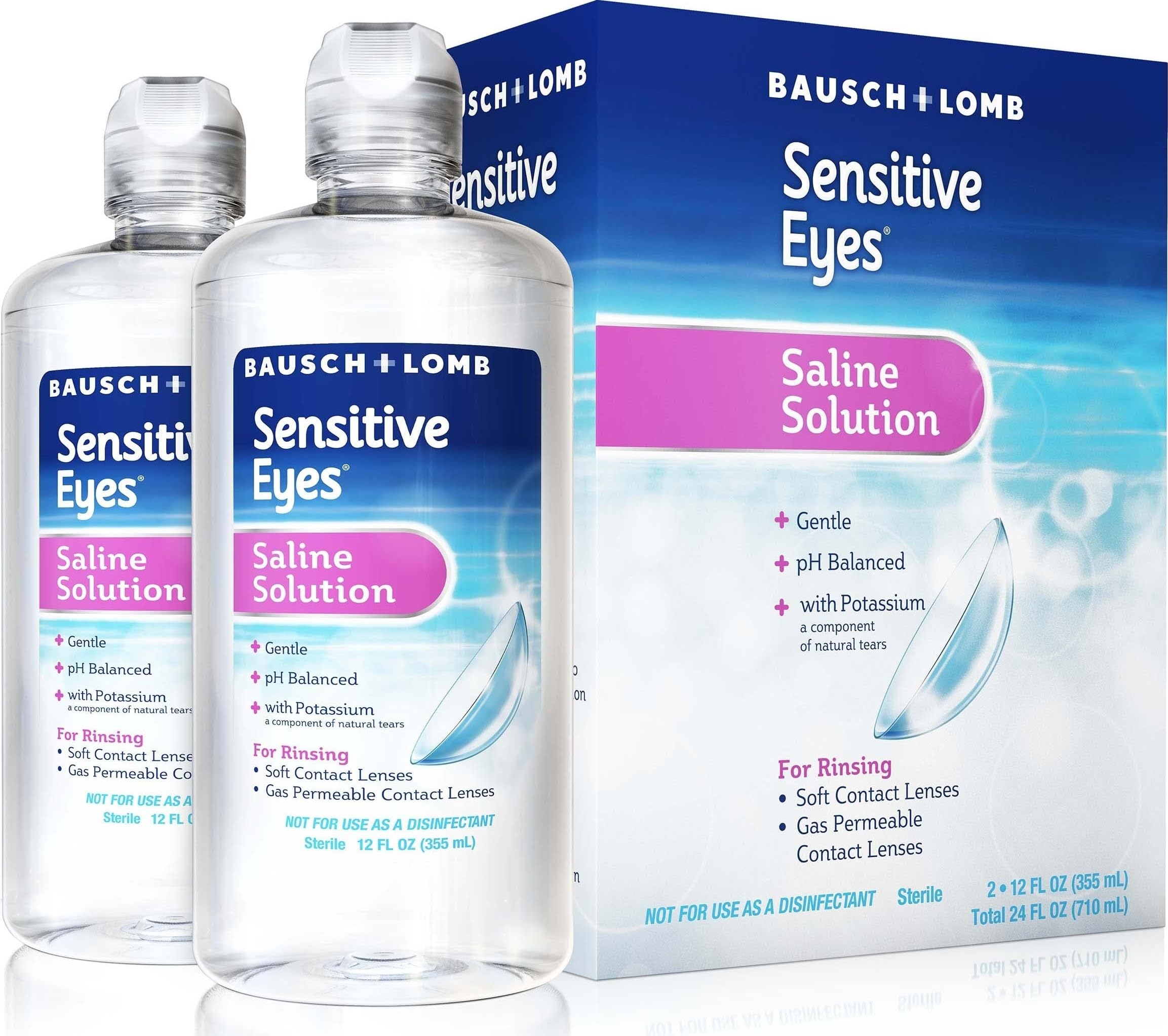 Bausch + Lomb Sensitive Eyes Saline Solution for Contacts, 12 Fl Oz (Pack of 24)