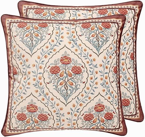 patdrea Fundas de almohada de diseñador vintage de 18 x 18 pulgadas, fundas de almohada de terciopelo suave de lujo color rojo con patrón floral de