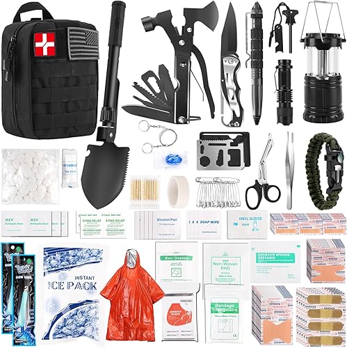 Kit de supervivencia de emergencia de 318 piezas, equipo de supervivencia y equipo de primeros auxilios, suministros médicos para vehículos, viajes,